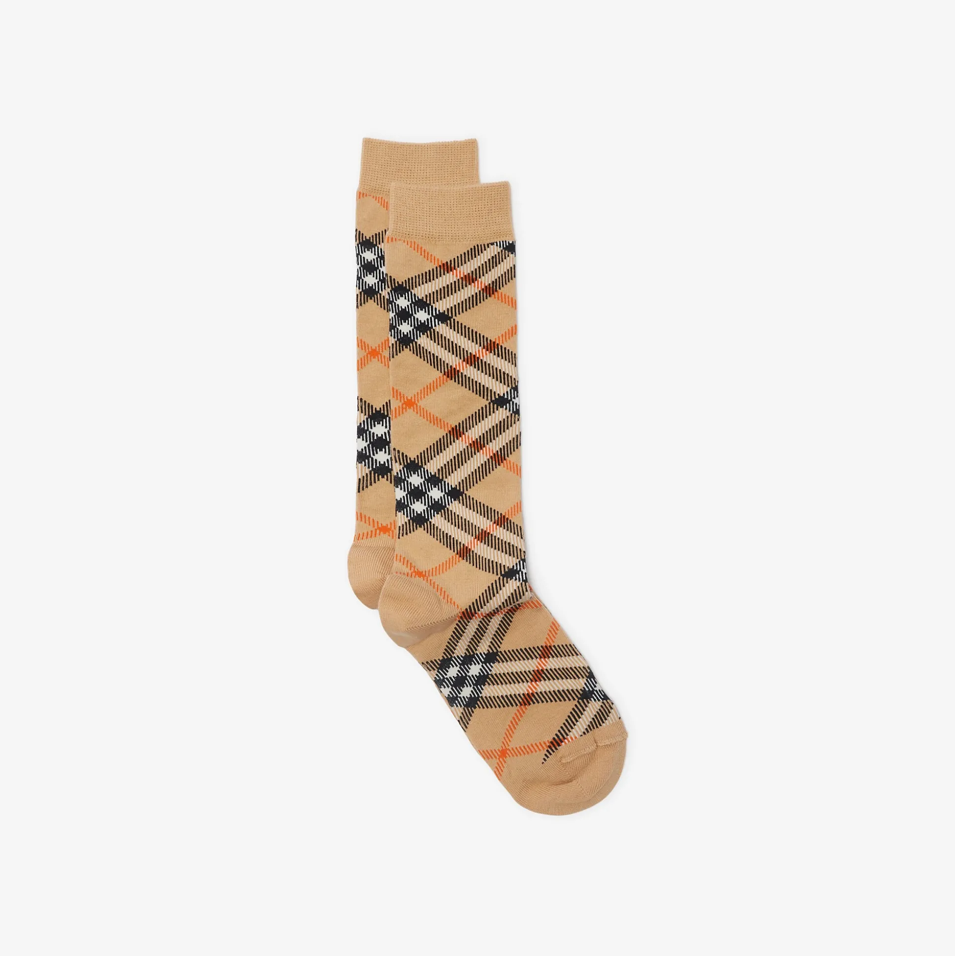 Store Burberry Check Cotton Blend Socks Sand