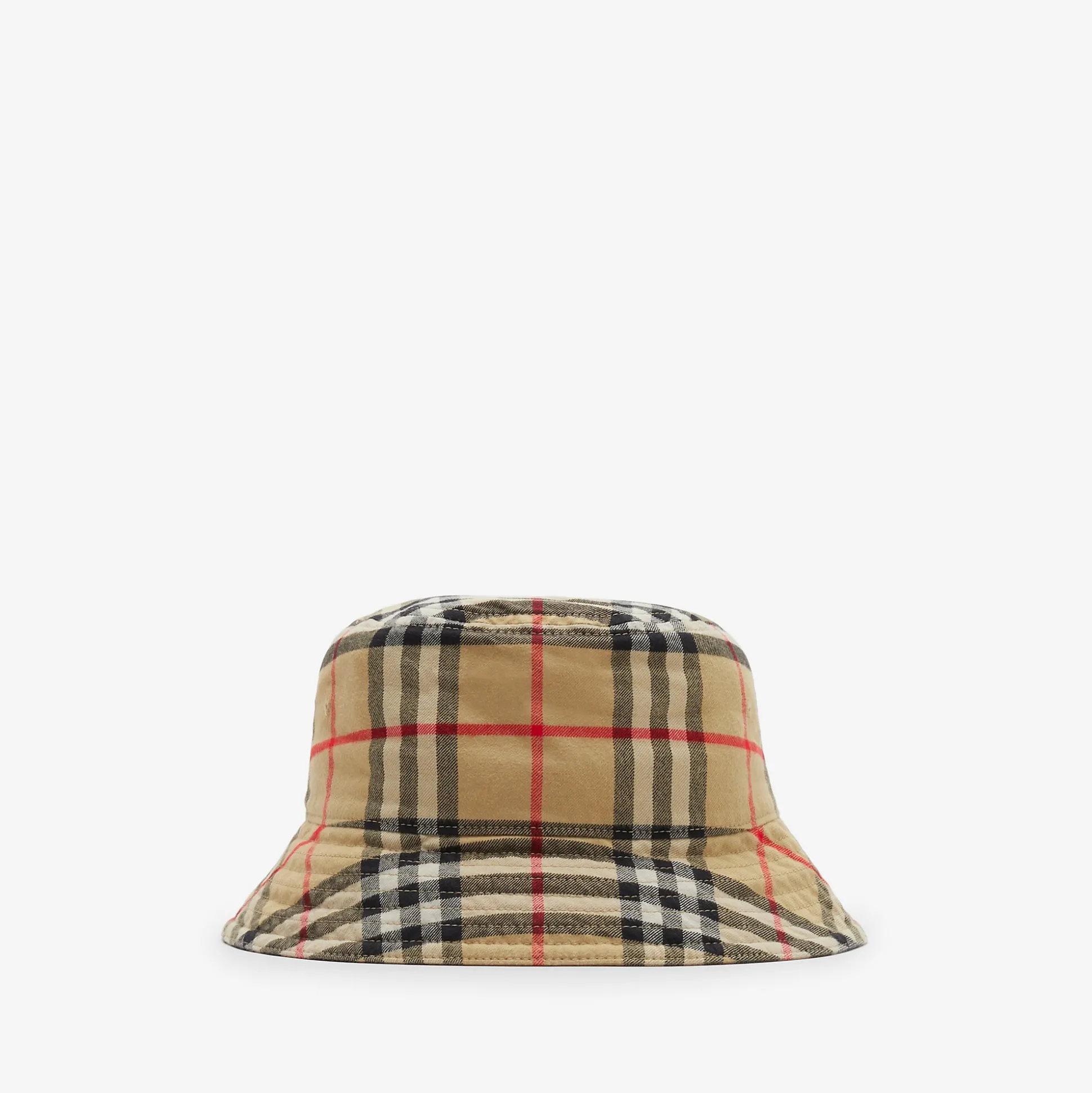 New Burberry Check Cotton Bucket Hat Archivebeige