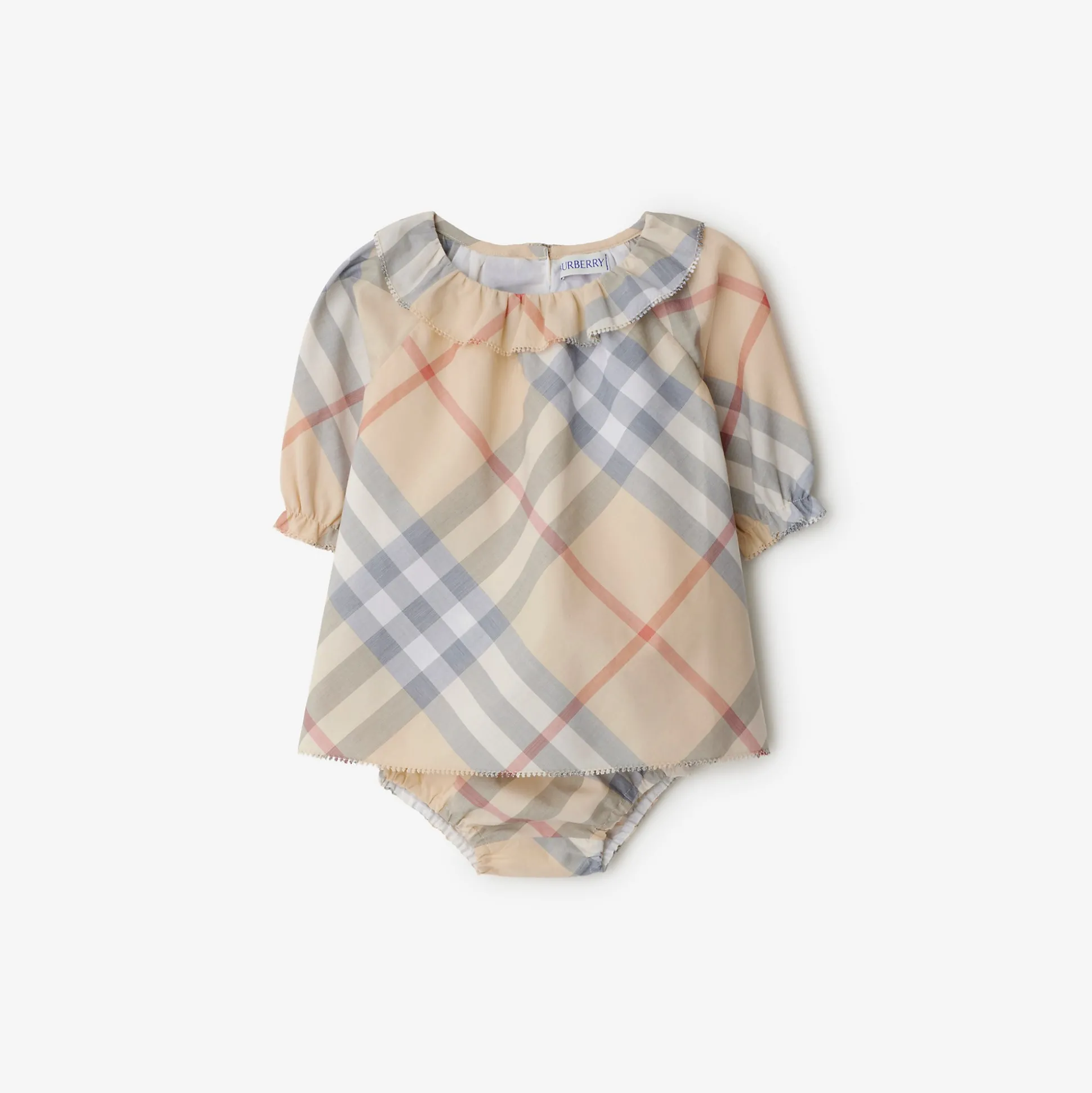 Fashion Burberry Check Cotton Dress with Bloomers Palestone