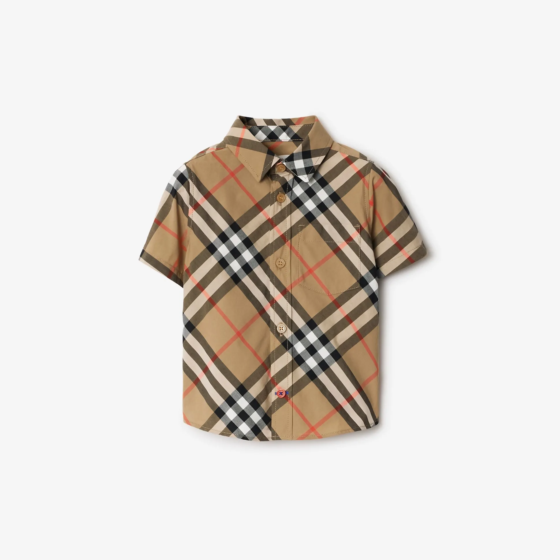 Discount Burberry Check Cotton Shirt Sand