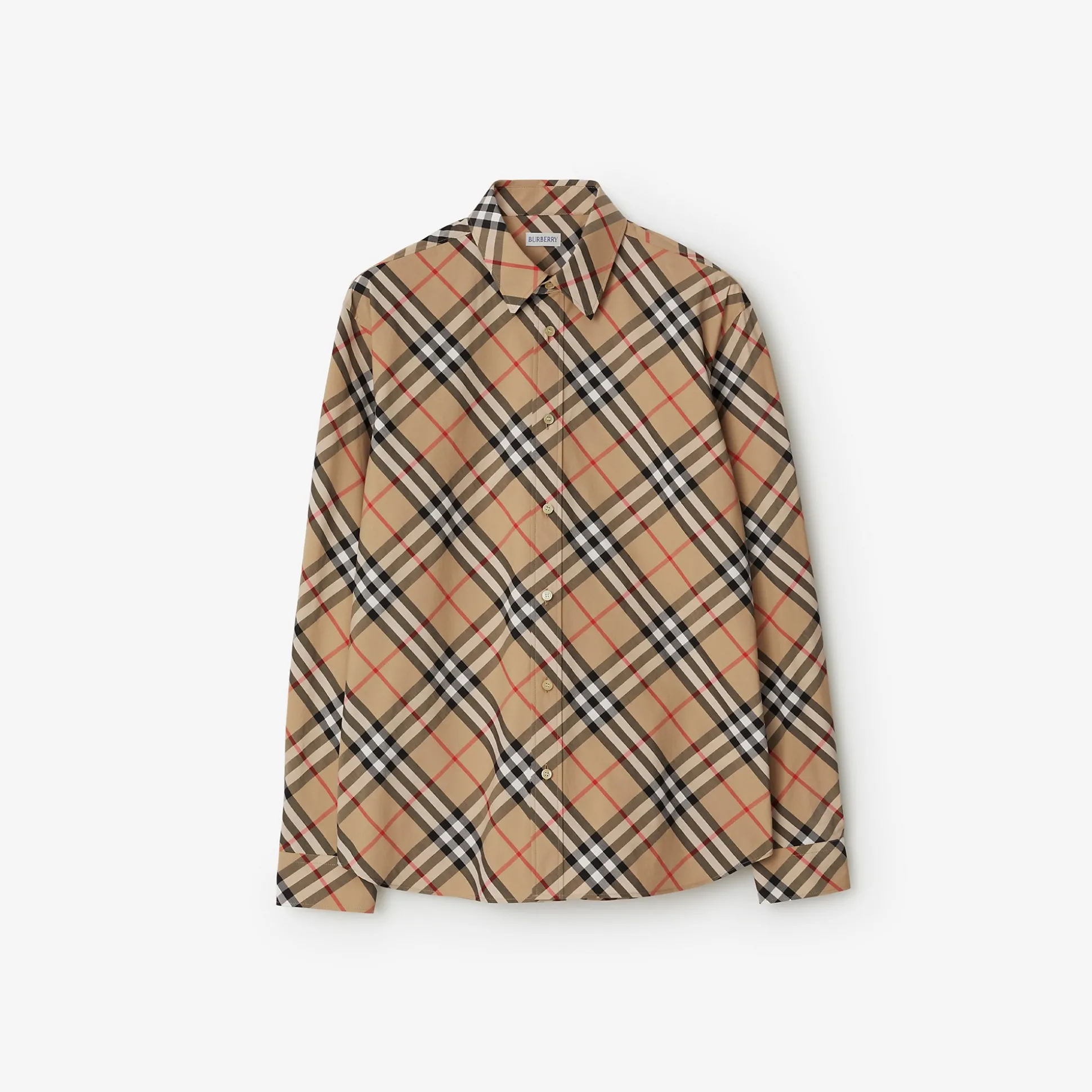 Fashion Burberry Check Cotton Shirt Sand