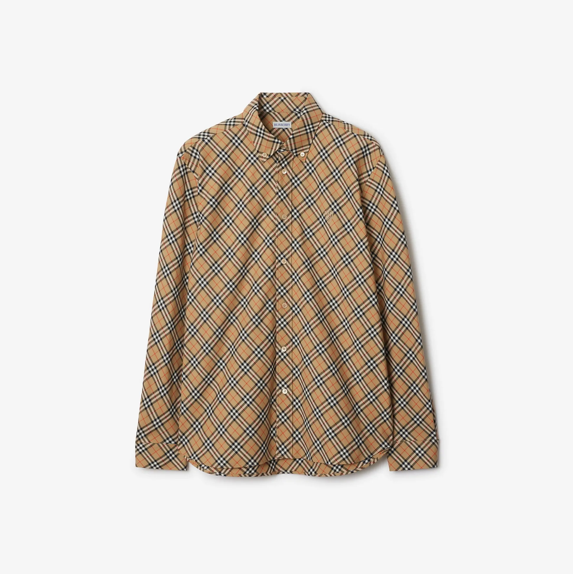 Online Burberry Check Cotton Shirt Sand