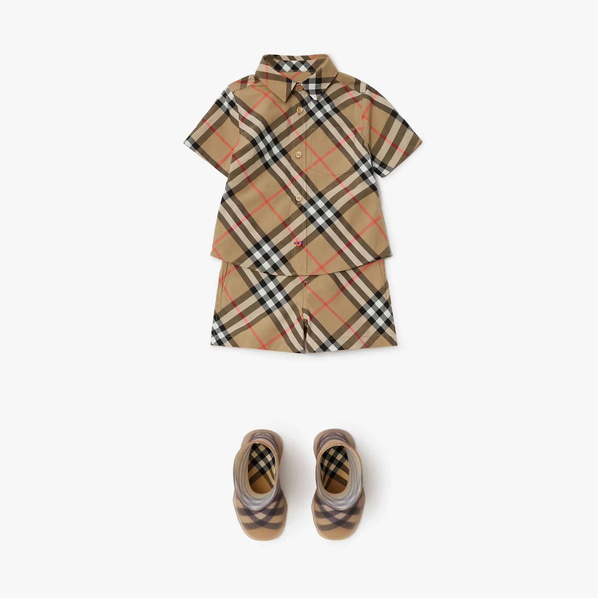 Discount Burberry Check Cotton Shirt Sand