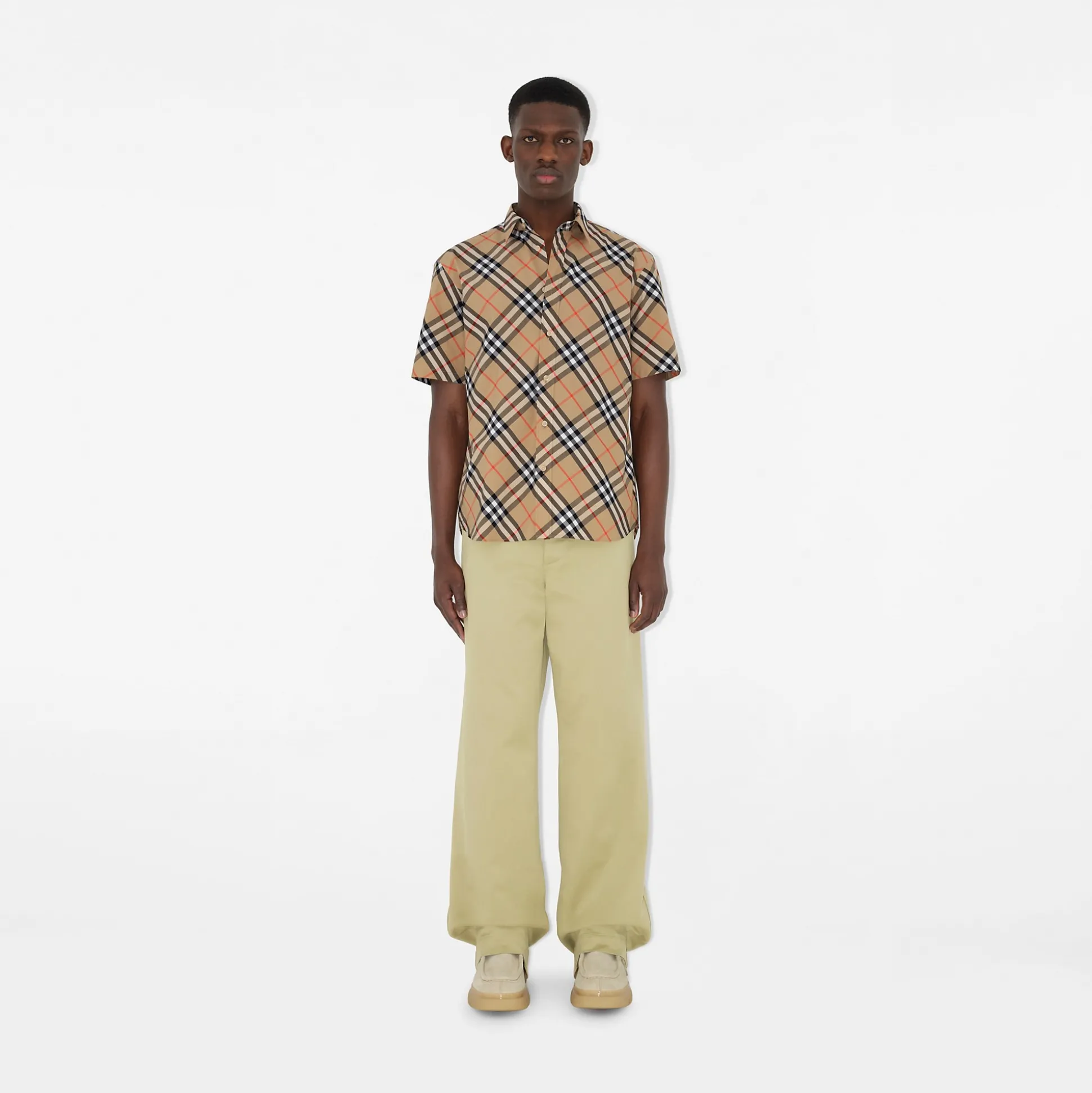 Cheap Burberry Check Cotton Shirt Sand