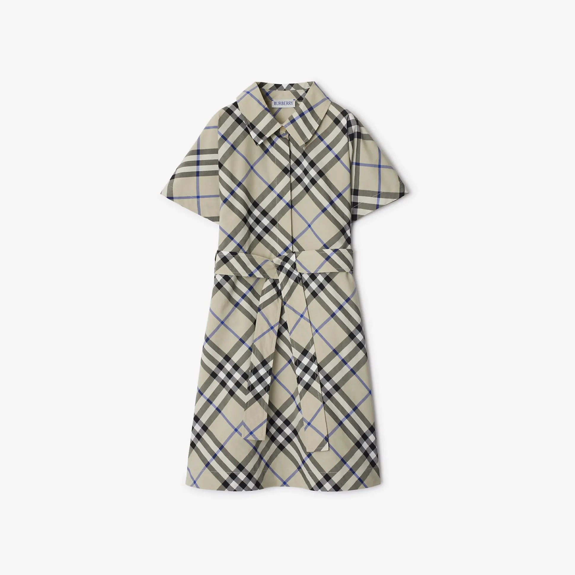 Clearance Burberry Check Cotton Shirt Dress Lichen