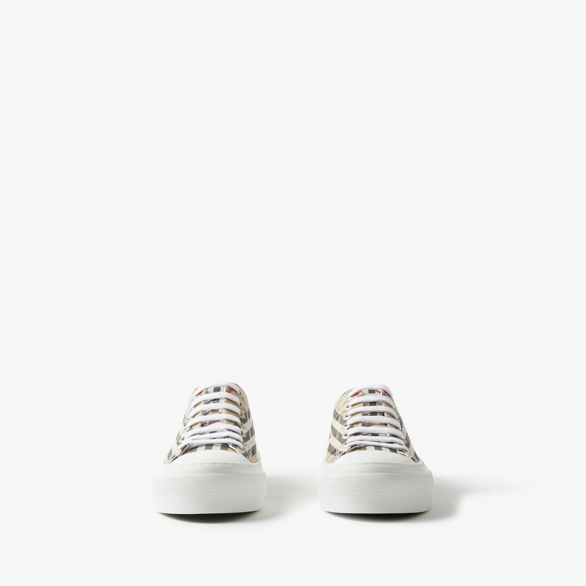 Shop Burberry Check Cotton Sneakers Archivebeige