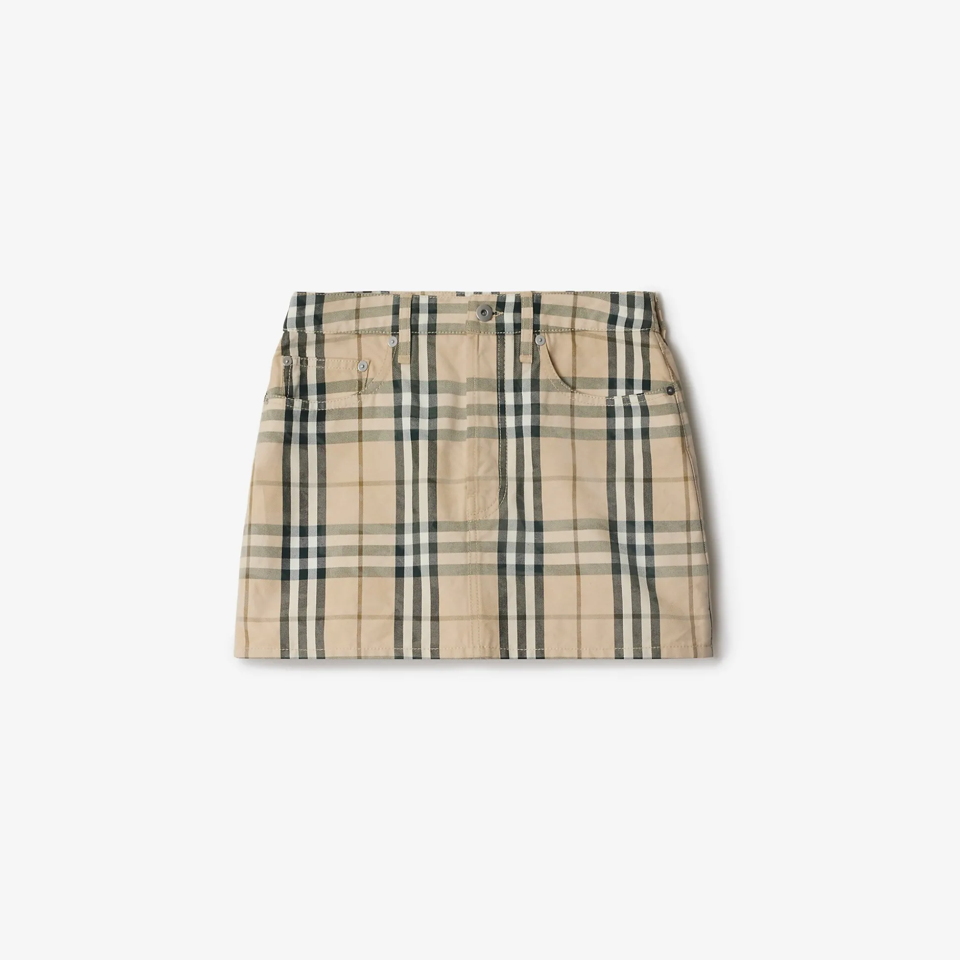 Cheap Burberry Check Denim Mini Skirt Grain