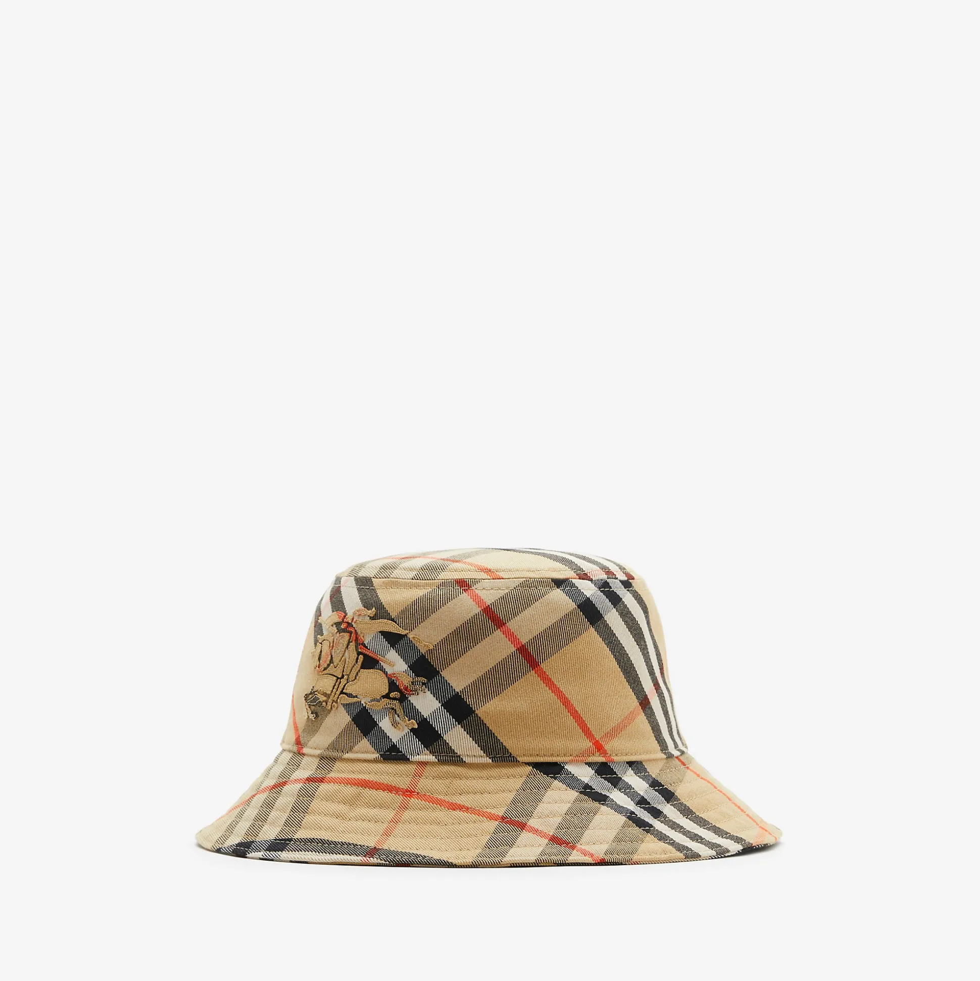 Clearance Burberry Check EKD Cotton Blend Bucket Hat Sand