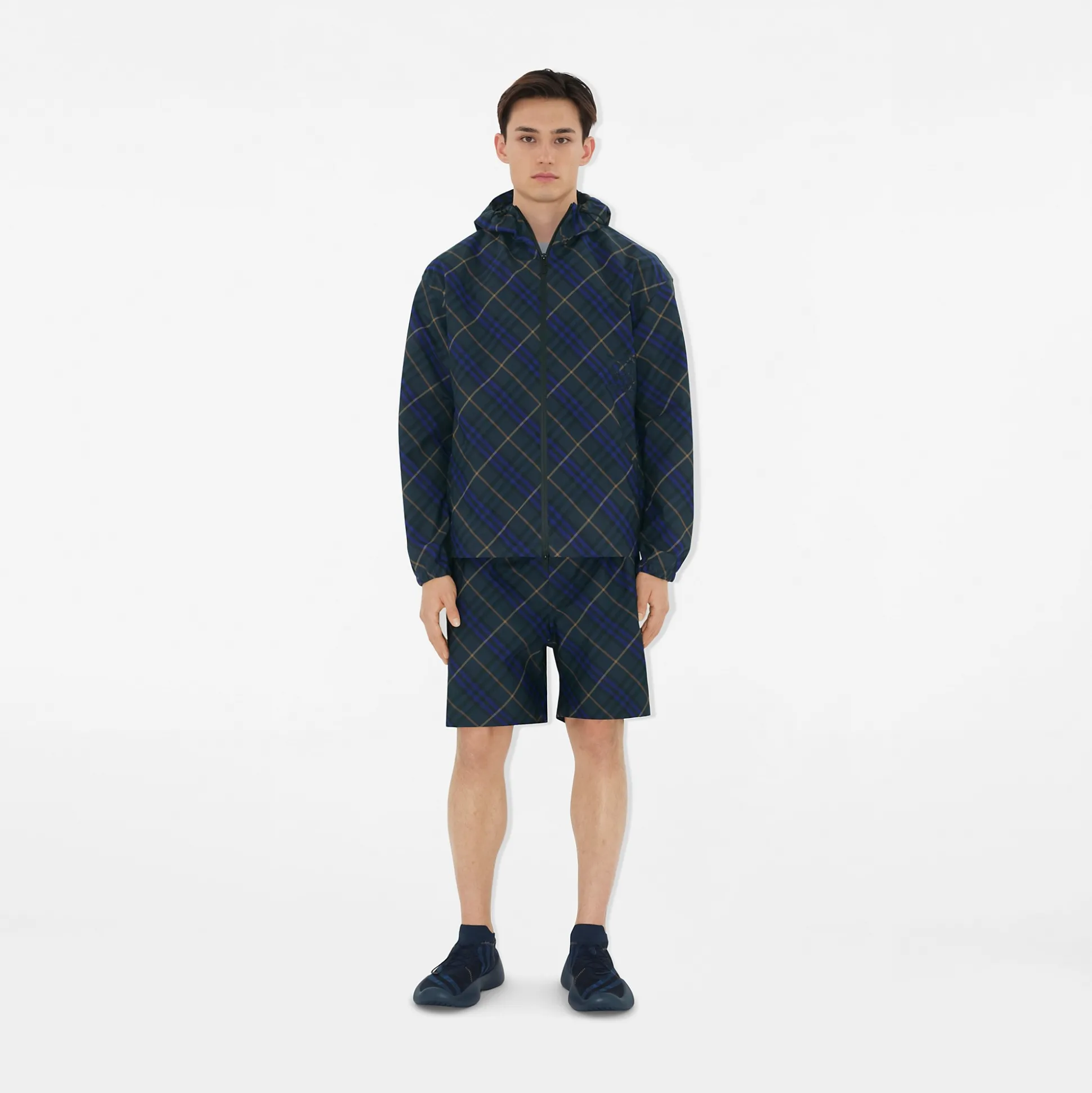 Shop Burberry Check Knit Neptune Sneakers Midnight