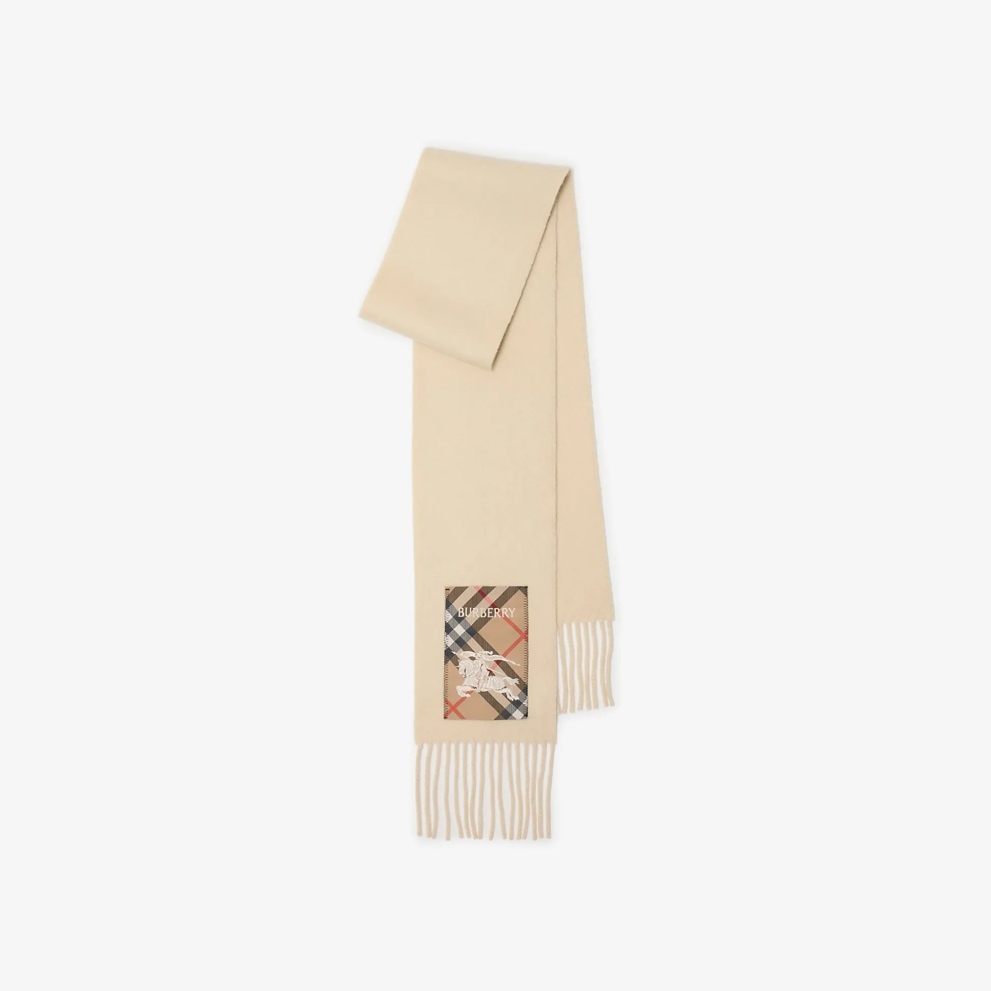 Online Burberry Check Label Cashmere Scarf Nutmeg