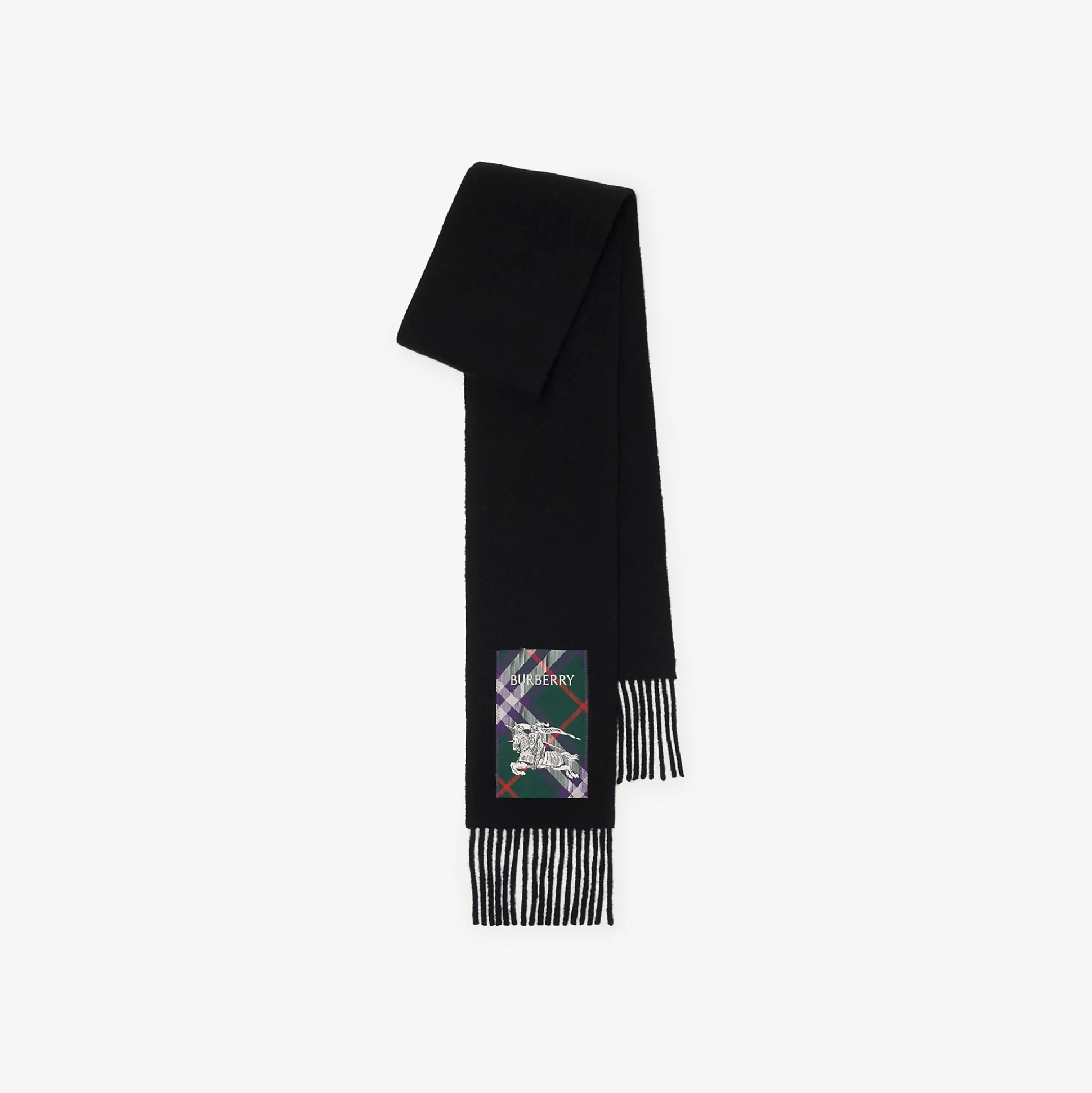 Online Burberry Check Label Cashmere Scarf Black