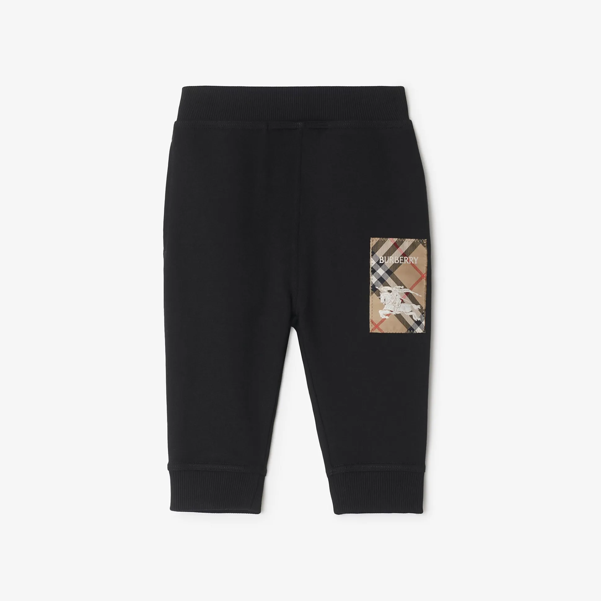 Outlet Burberry Check Label Cotton Jogging Pants Black