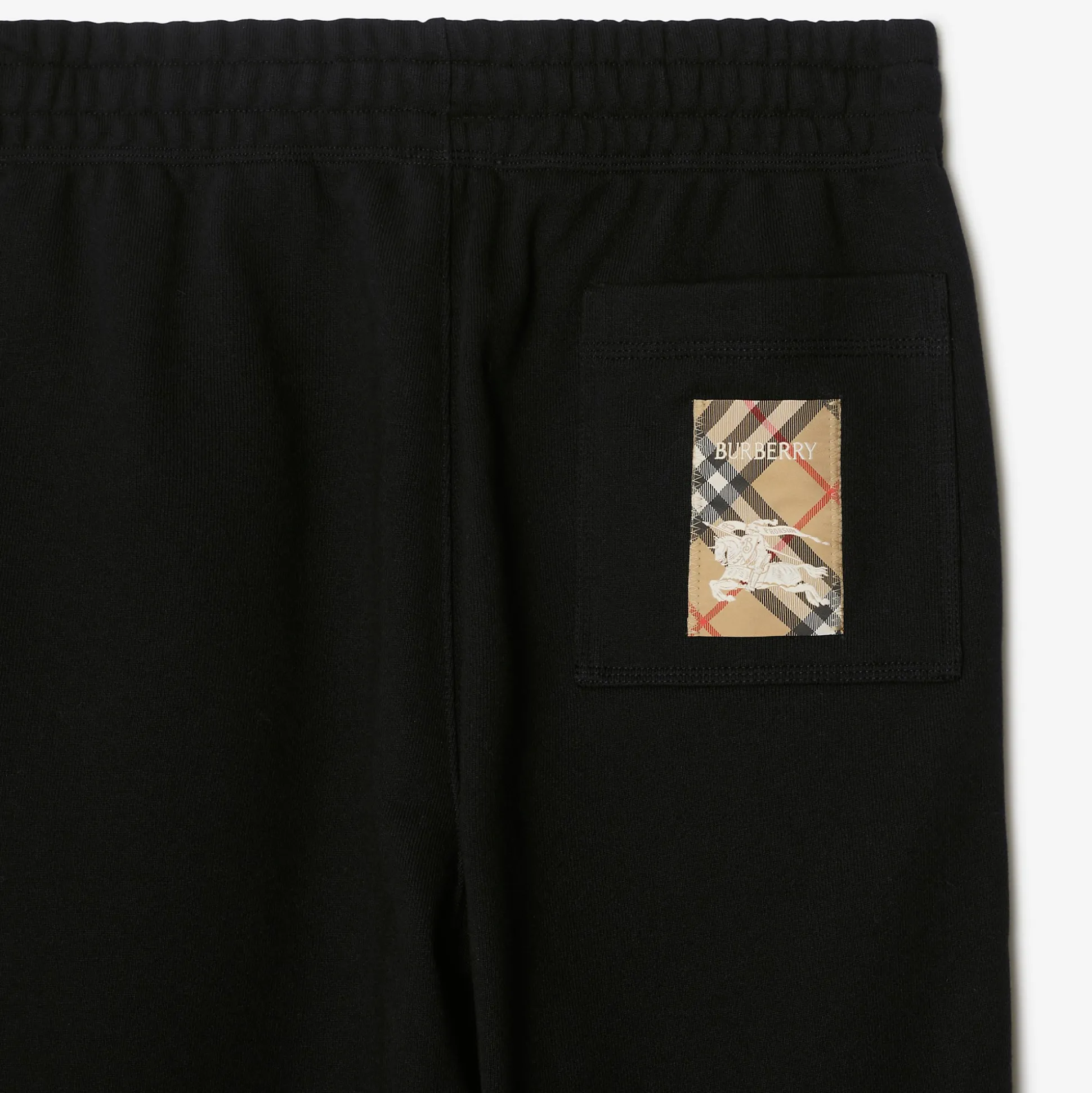 Fashion Burberry Check Label Cotton Jogging Pants Black