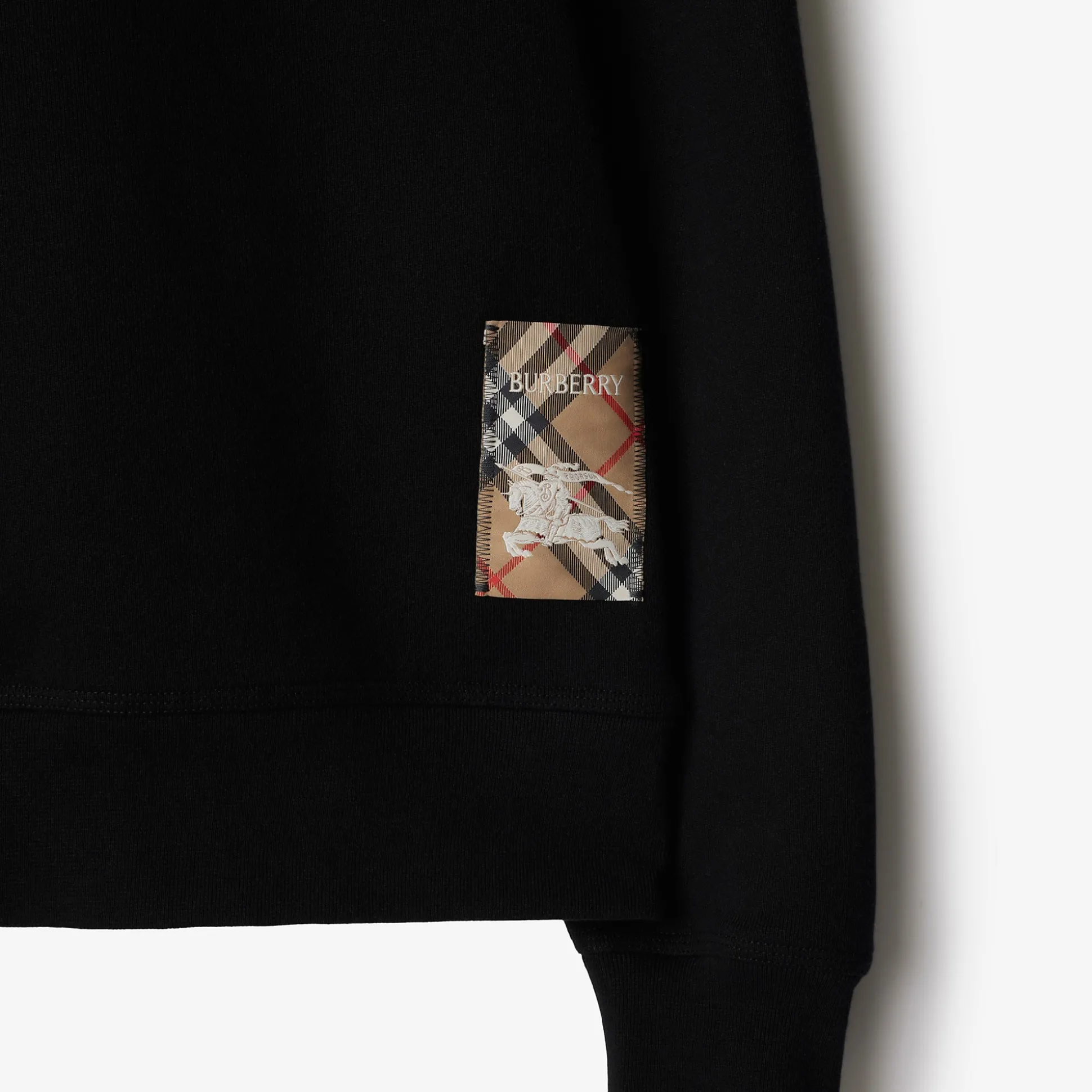 Store Burberry Check Label Cotton Sweatshirt Black