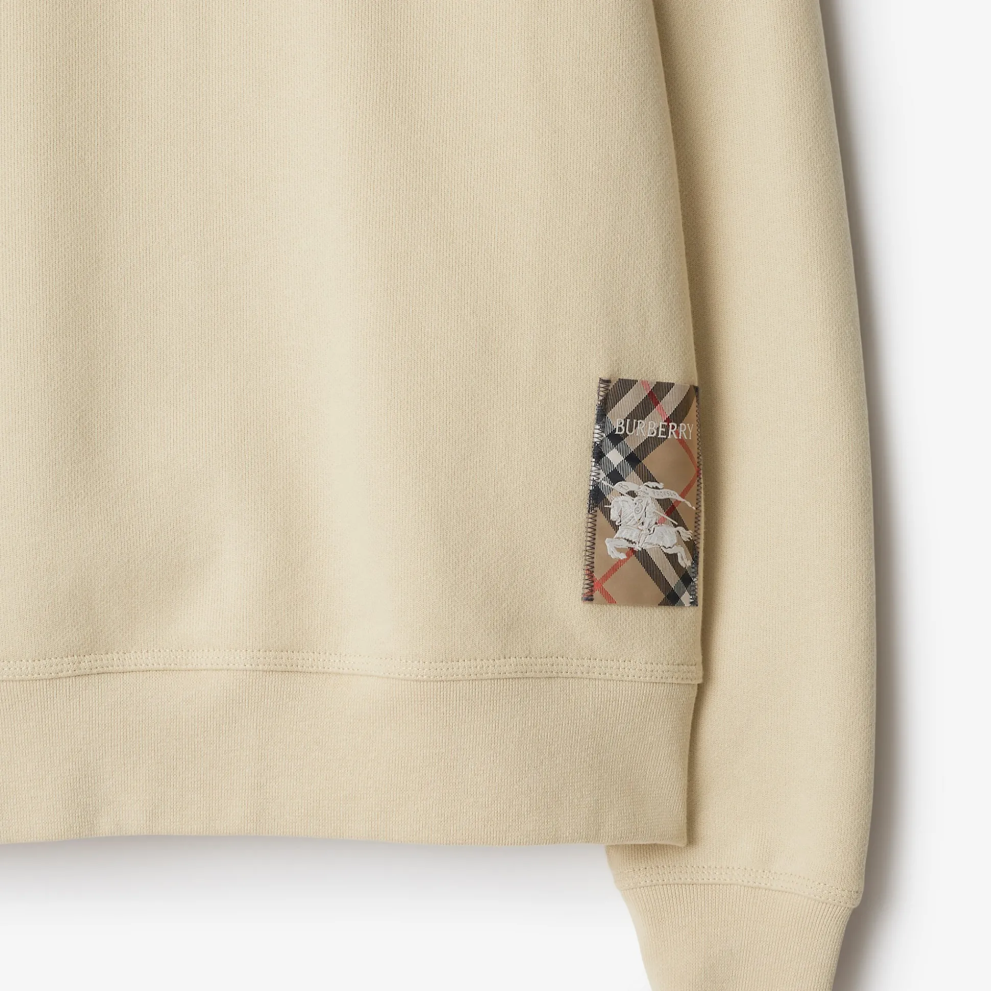 Cheap Burberry Check Label Cotton Sweatshirt Nutmeg