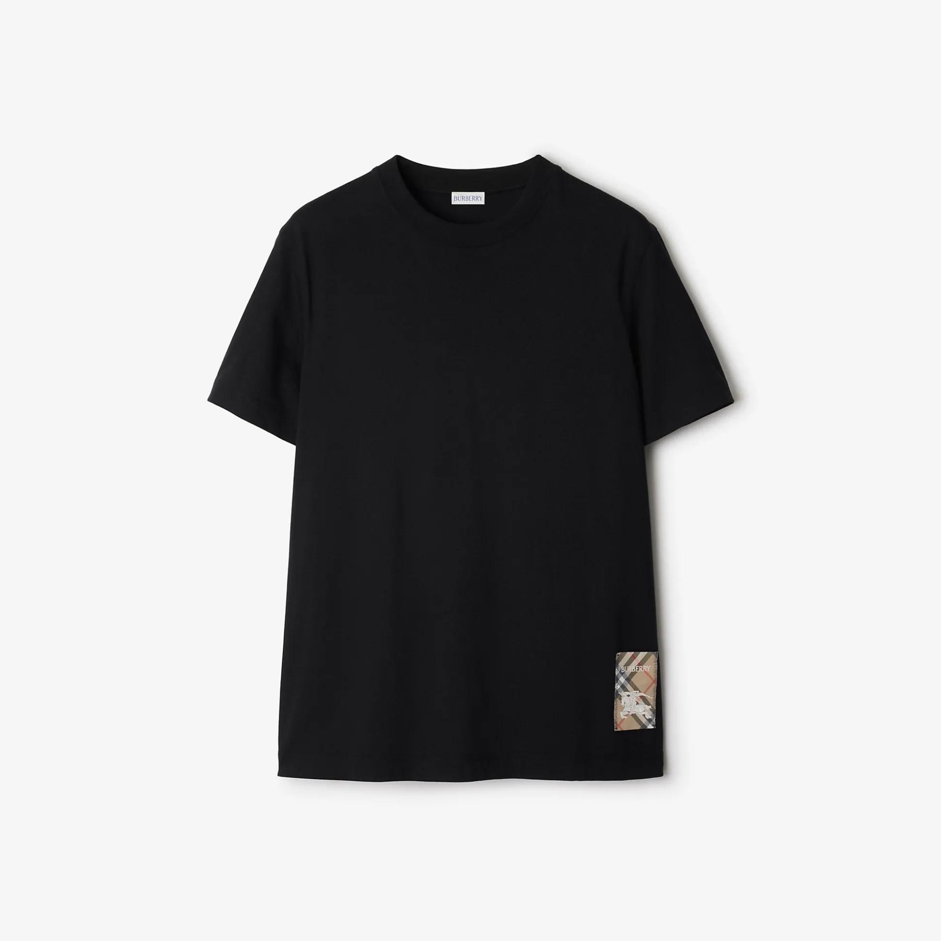 Clearance Burberry Check Label Cotton T-shirt Black