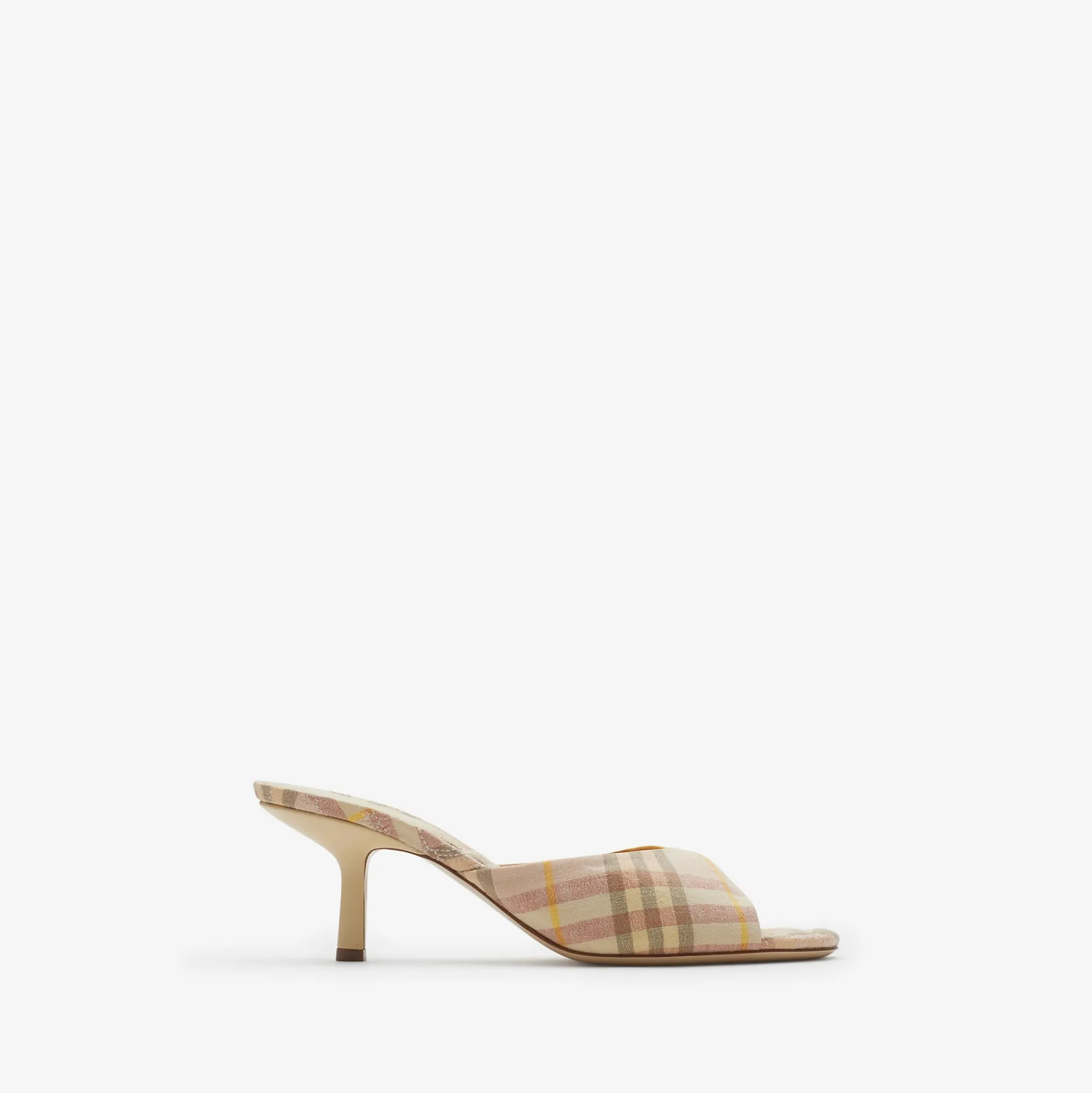 Cheap Burberry Check Linen Blend Mews Low Mules​ Teacup