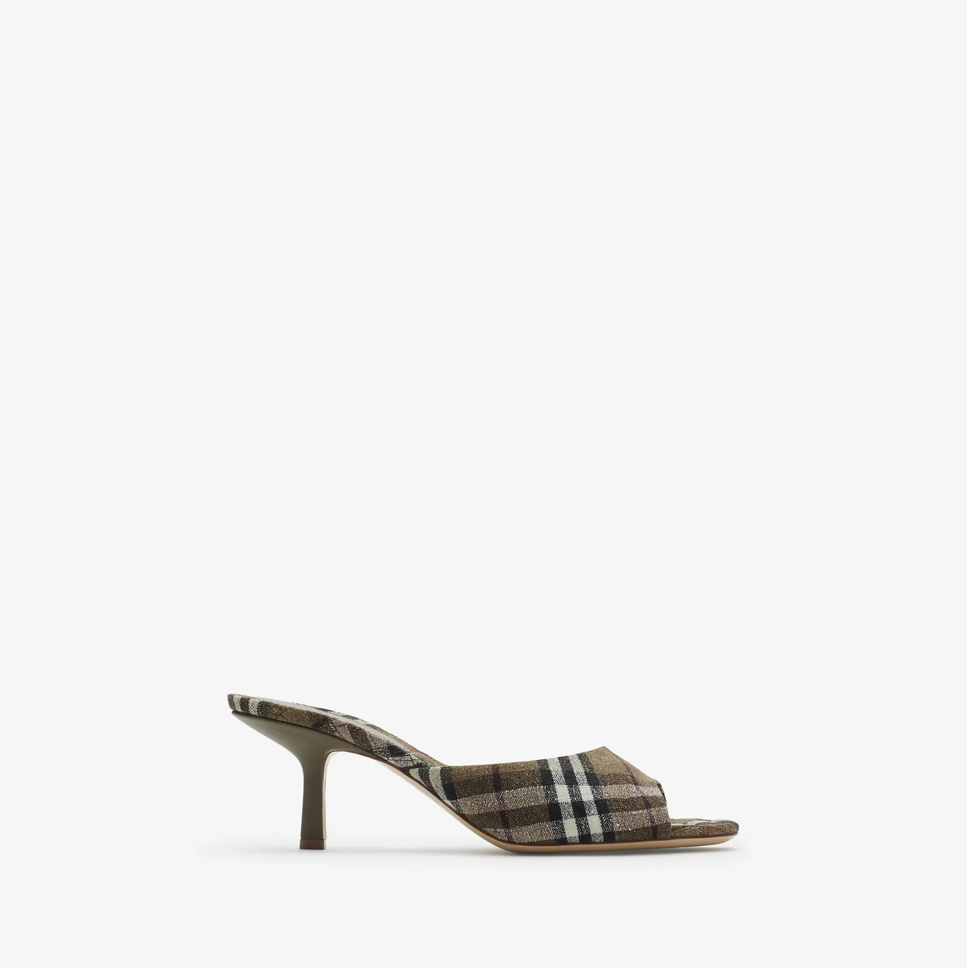 Best Burberry Check Linen Blend Mews Low Mules​ Brush