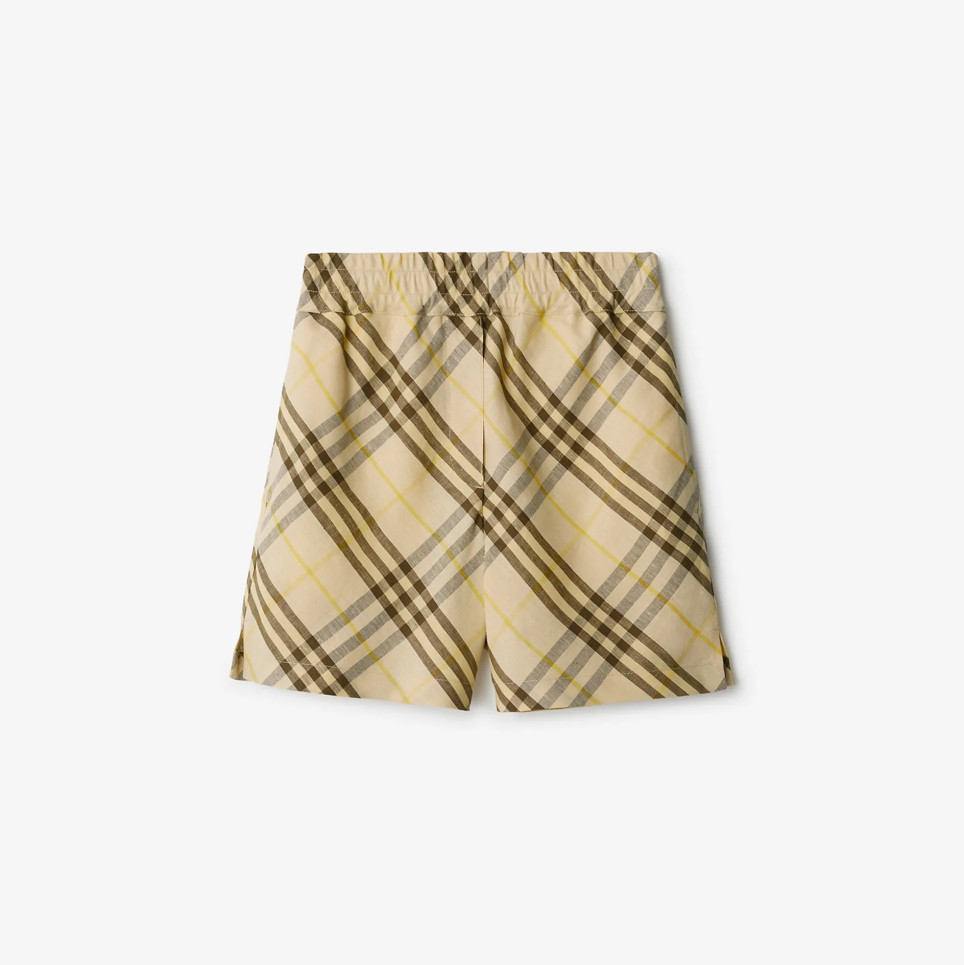 Shop Burberry Check Linen Shorts Wheat