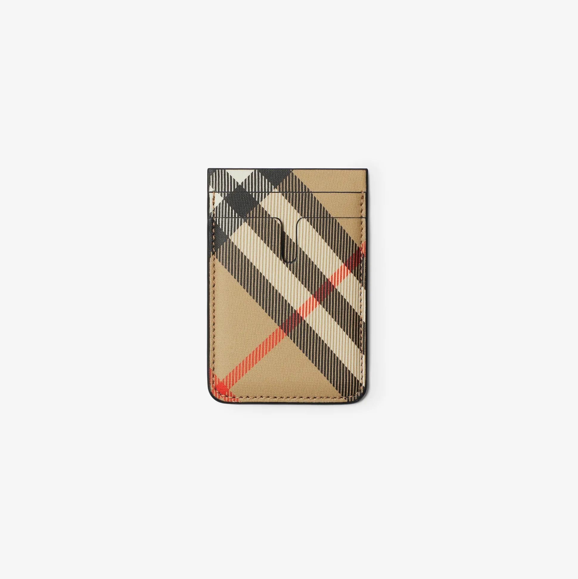 Fashion Burberry Check Magnetic Card Case Sand