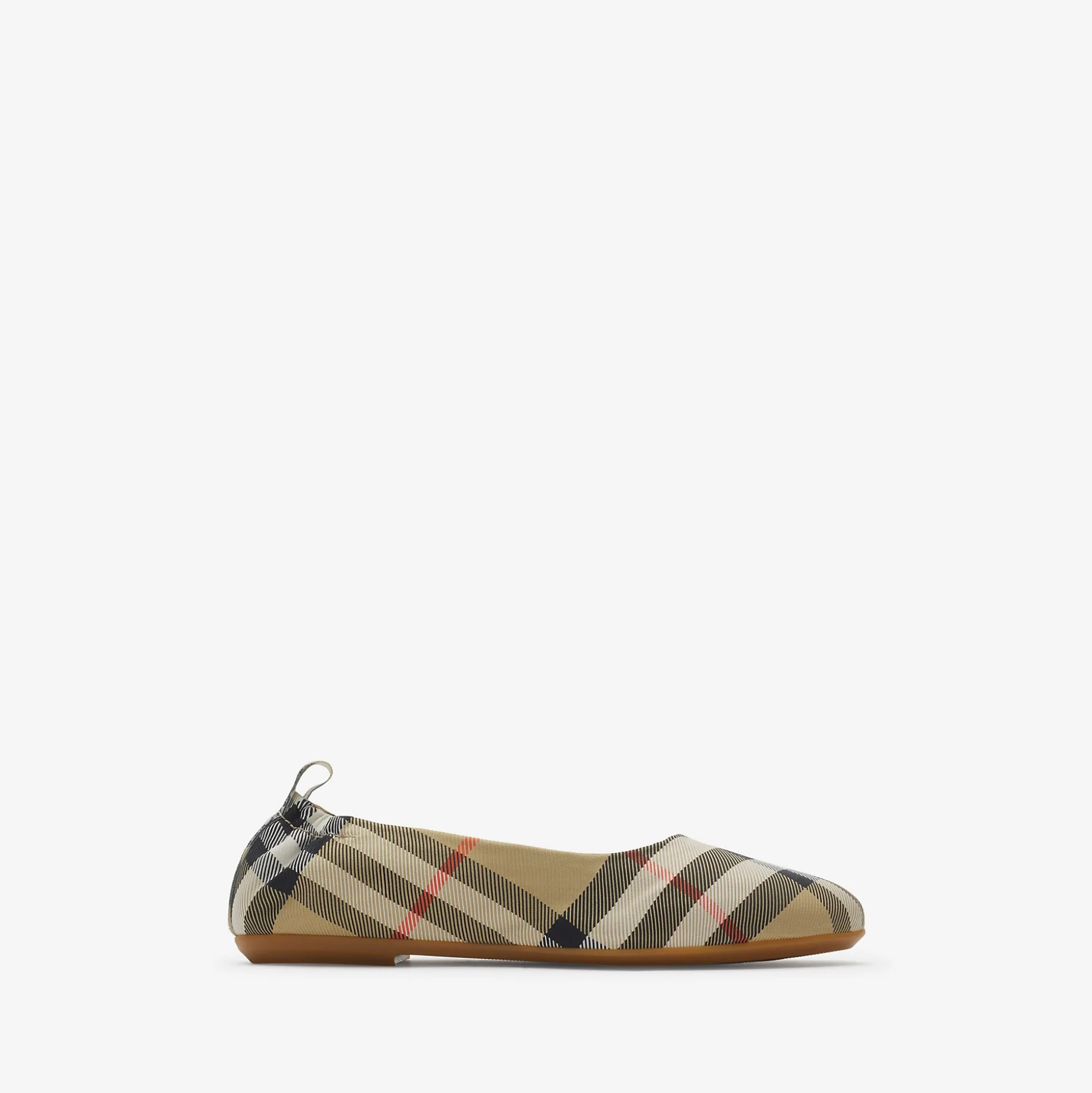 Hot Burberry Check Nylon Ballerinas Sand