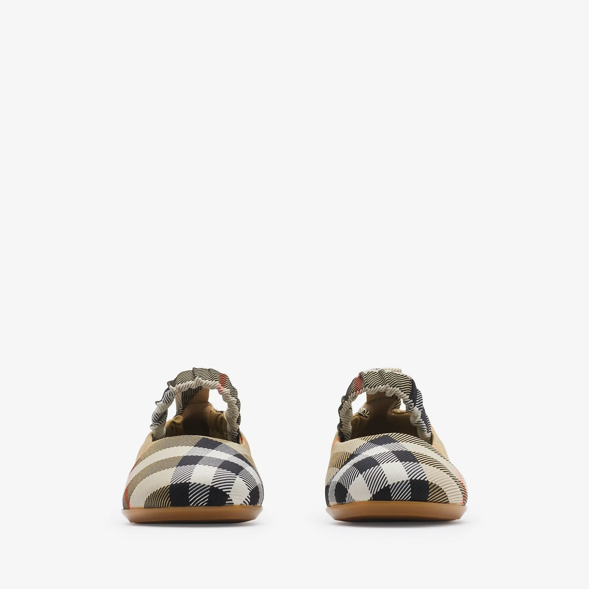 Best Burberry Check Nylon Blend Ballerinas Sand