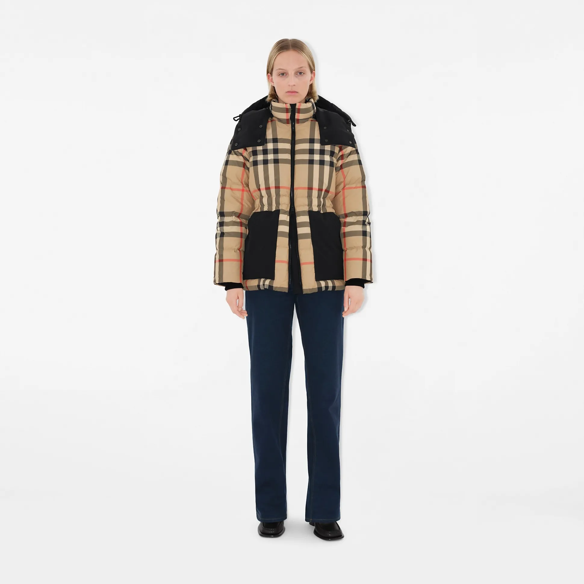 Cheap Burberry Check Puffer Jacket Archivebeige