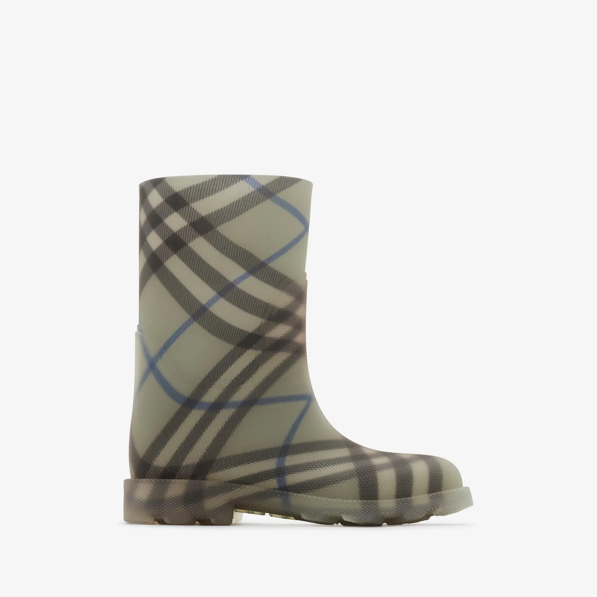 Clearance Burberry Check Rubber Marsh High Boots Lichen