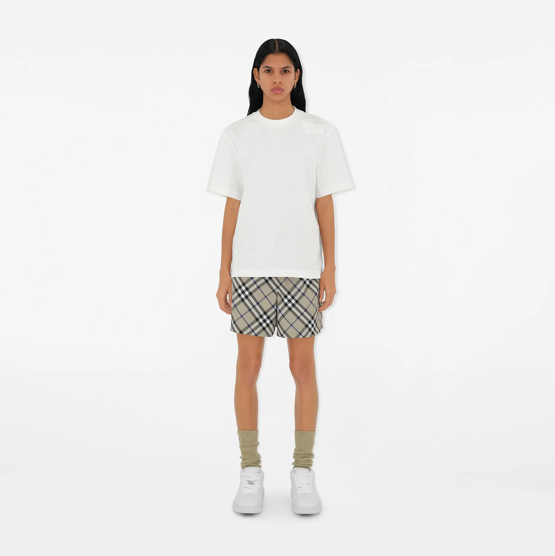 Fashion Burberry Check Shorts Lichen