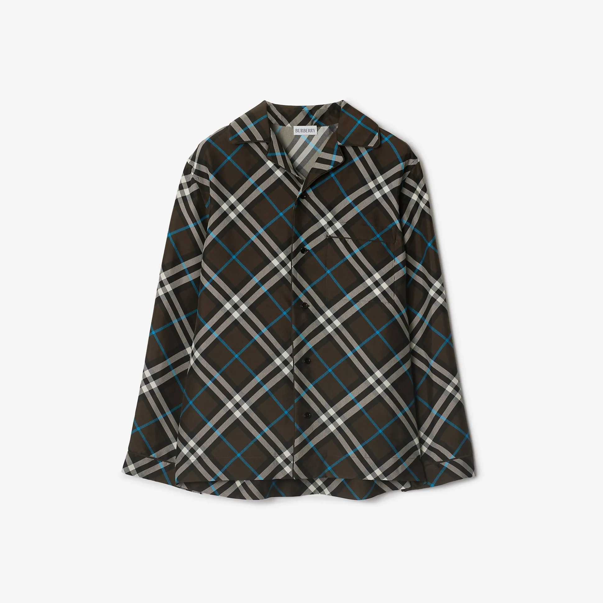 New Burberry Check Silk Pyjama Shirt Snug