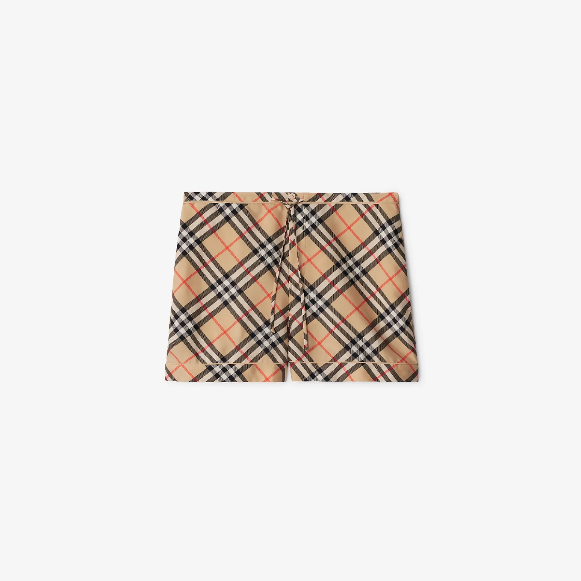 Hot Burberry Check Silk Pyjama Shorts Sand