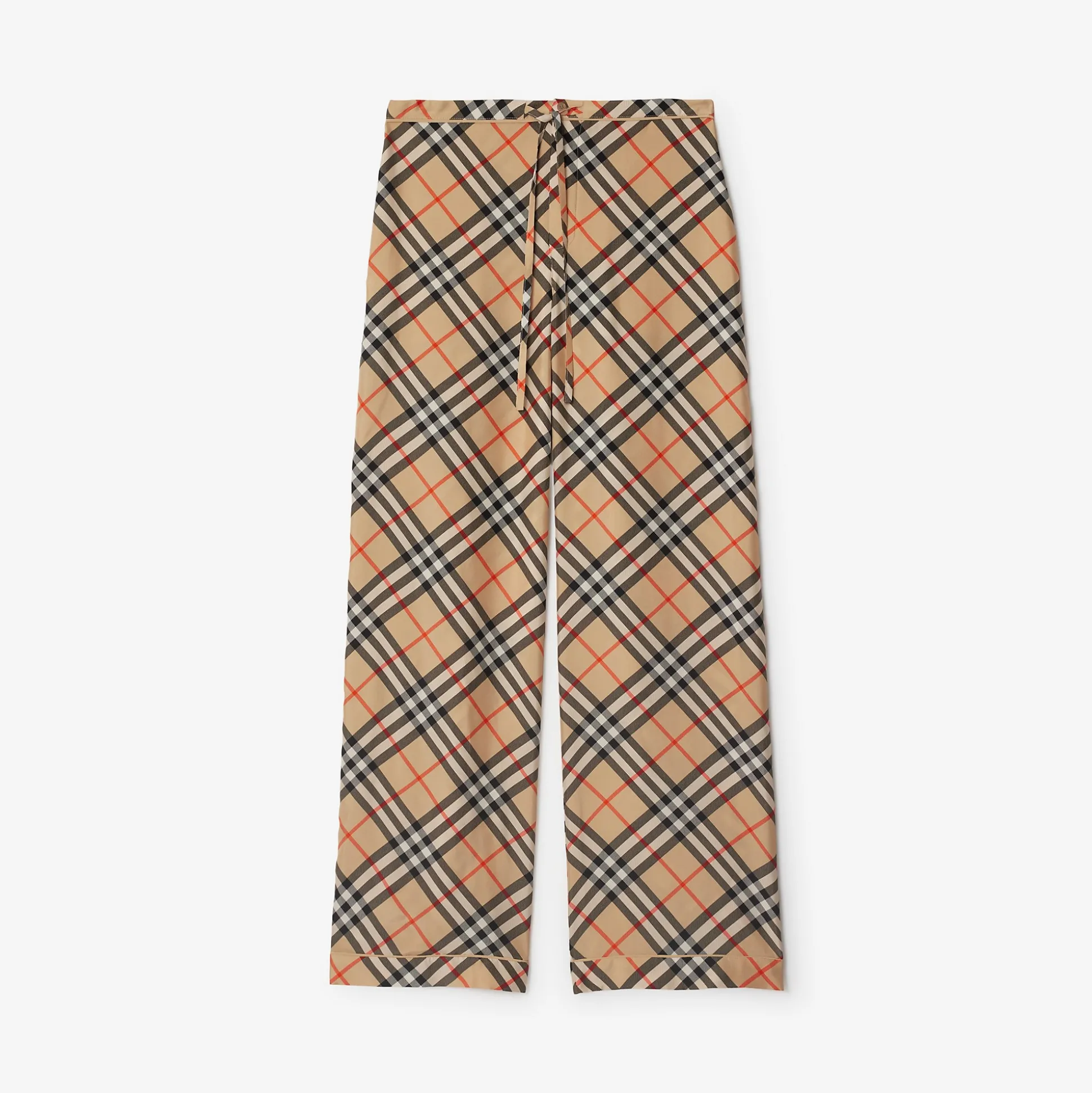 Best Sale Burberry Check Silk Pyjama Trousers Sand