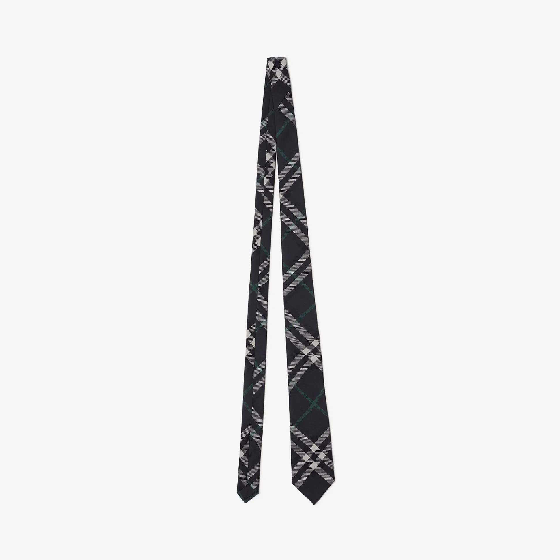 Discount Burberry Check Silk Tie Charcoal