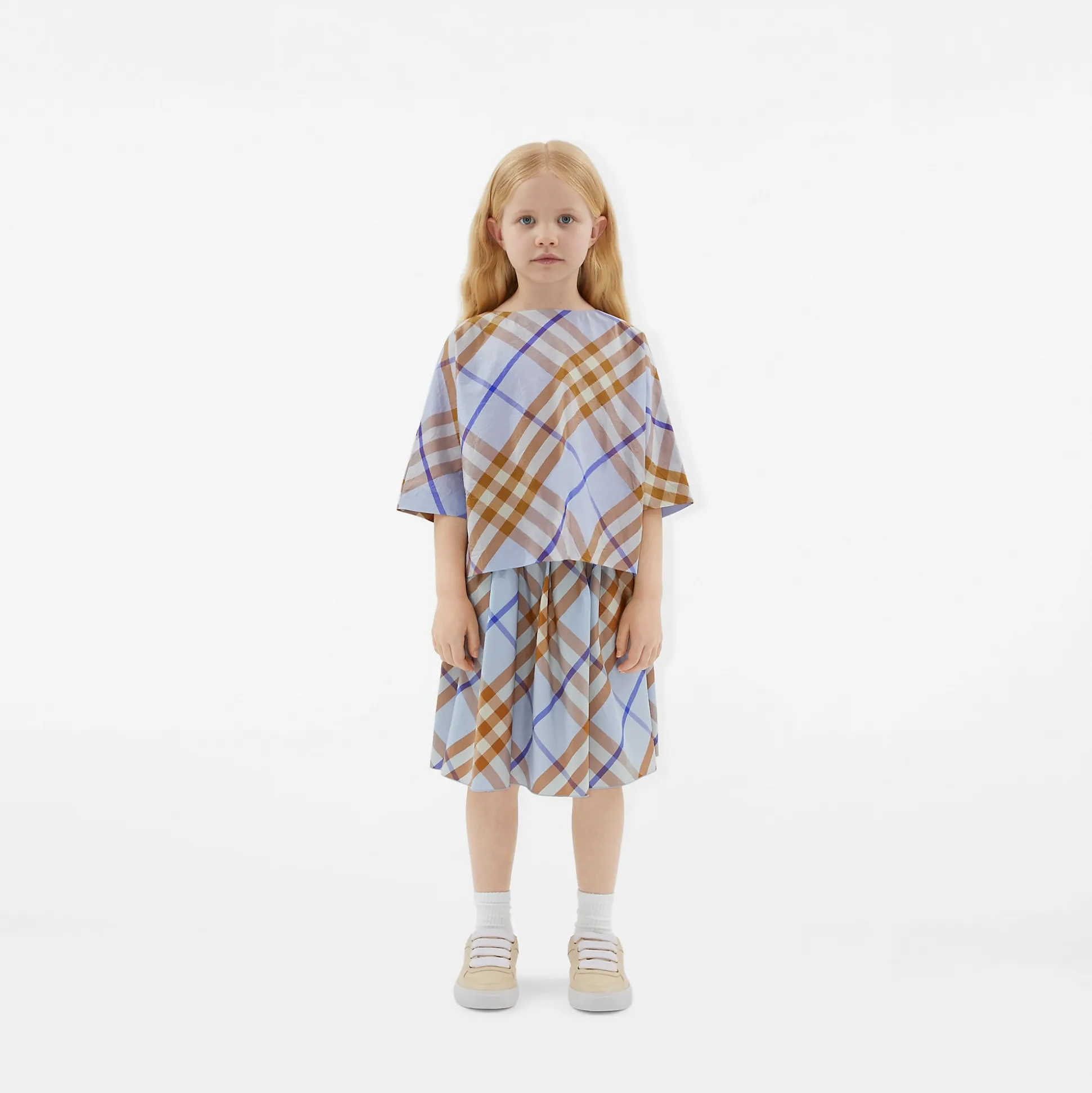 Sale Burberry Check Silk Top Slateblue