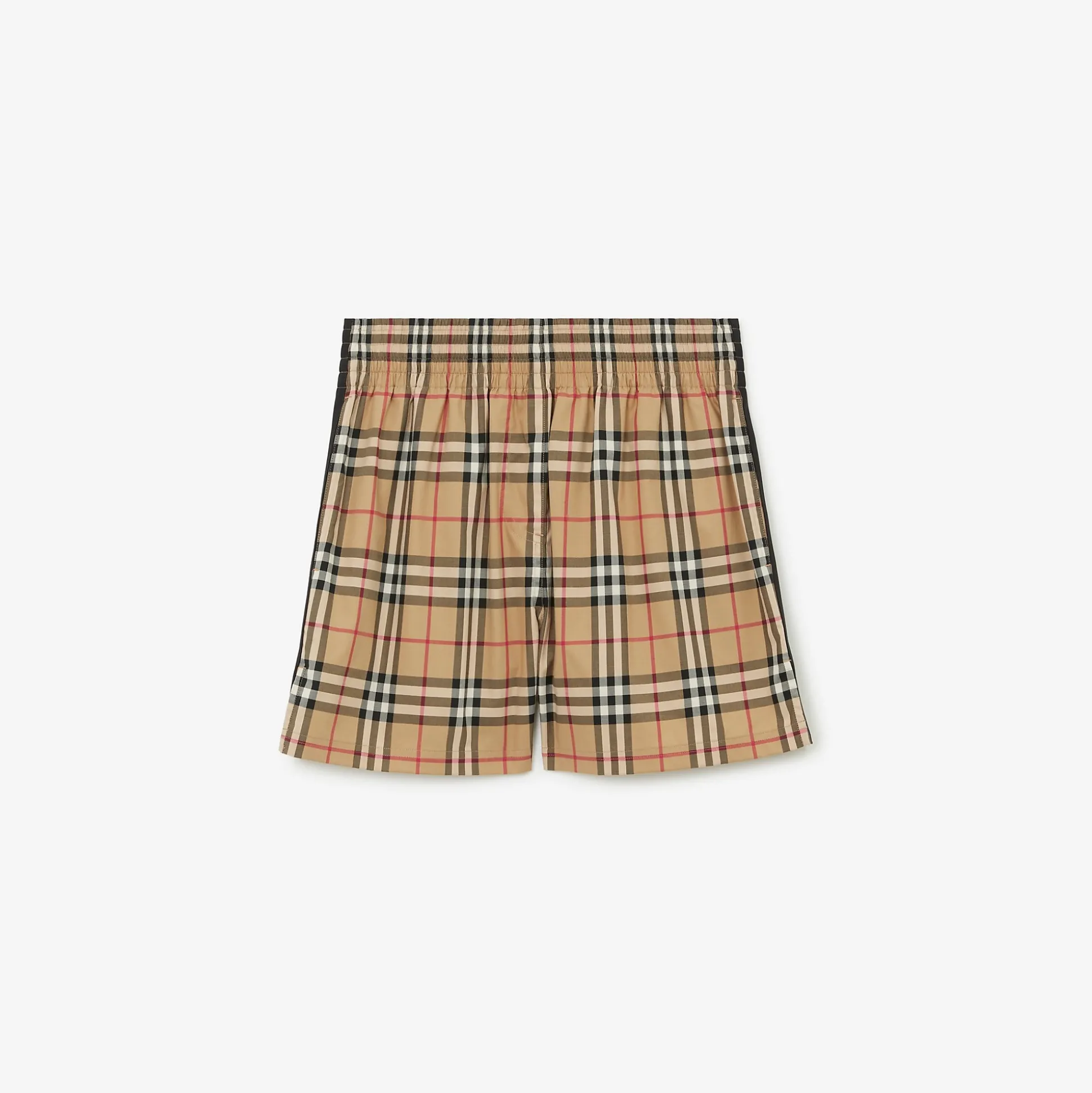 Online Burberry Check Stretch Cotton Shorts Archivebeige