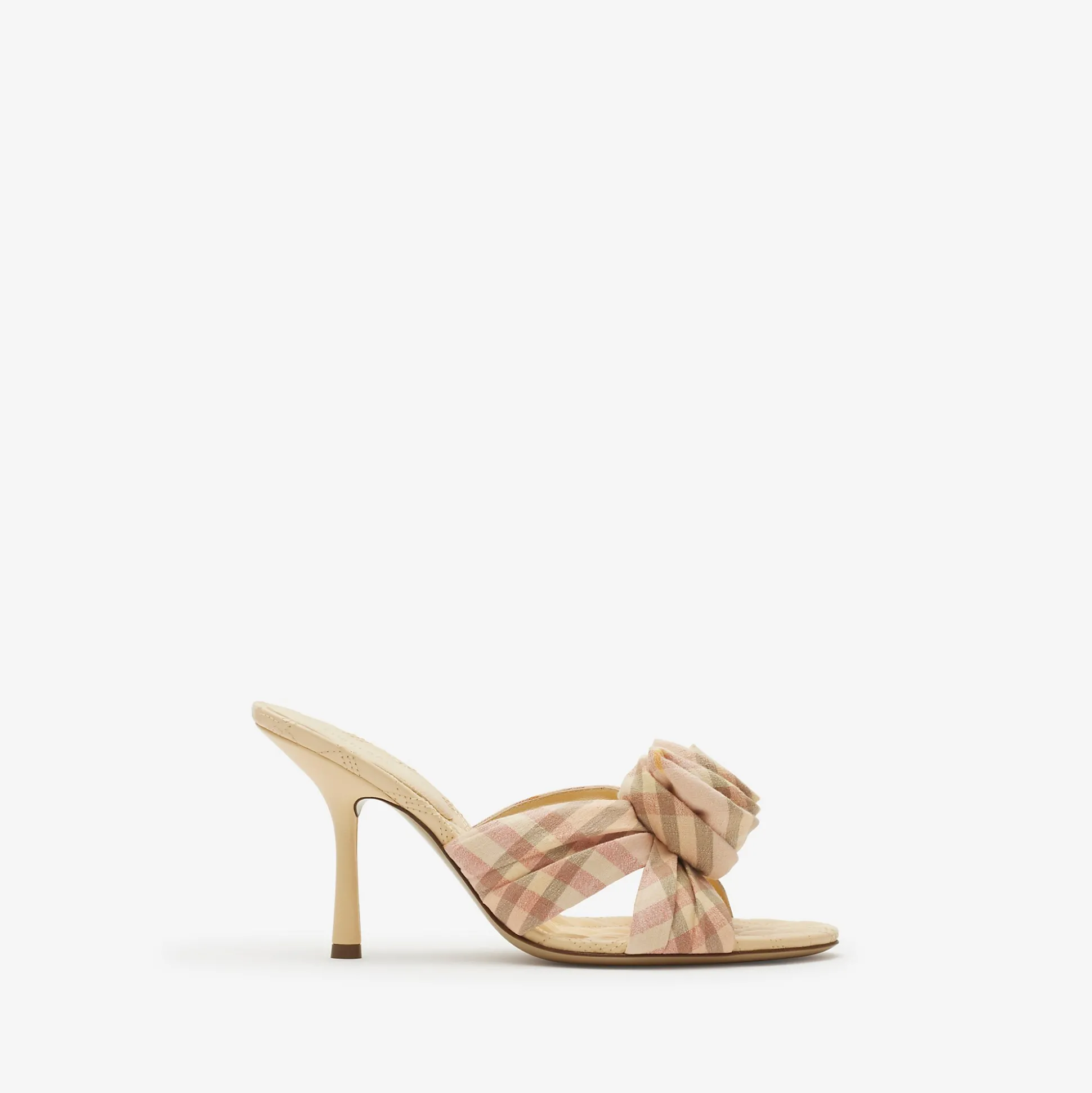 Best Burberry Check Stretch Linen Mews Rose Mules​ Teacup