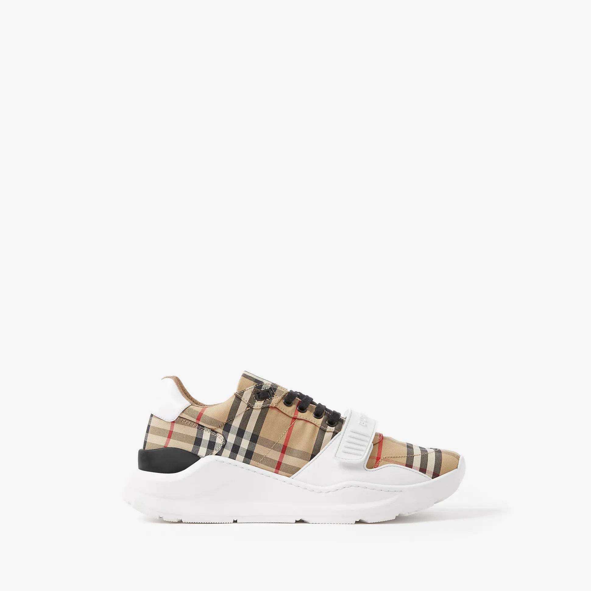 Cheap Burberry Check, Suede and Leather Sneakers Archivebeige