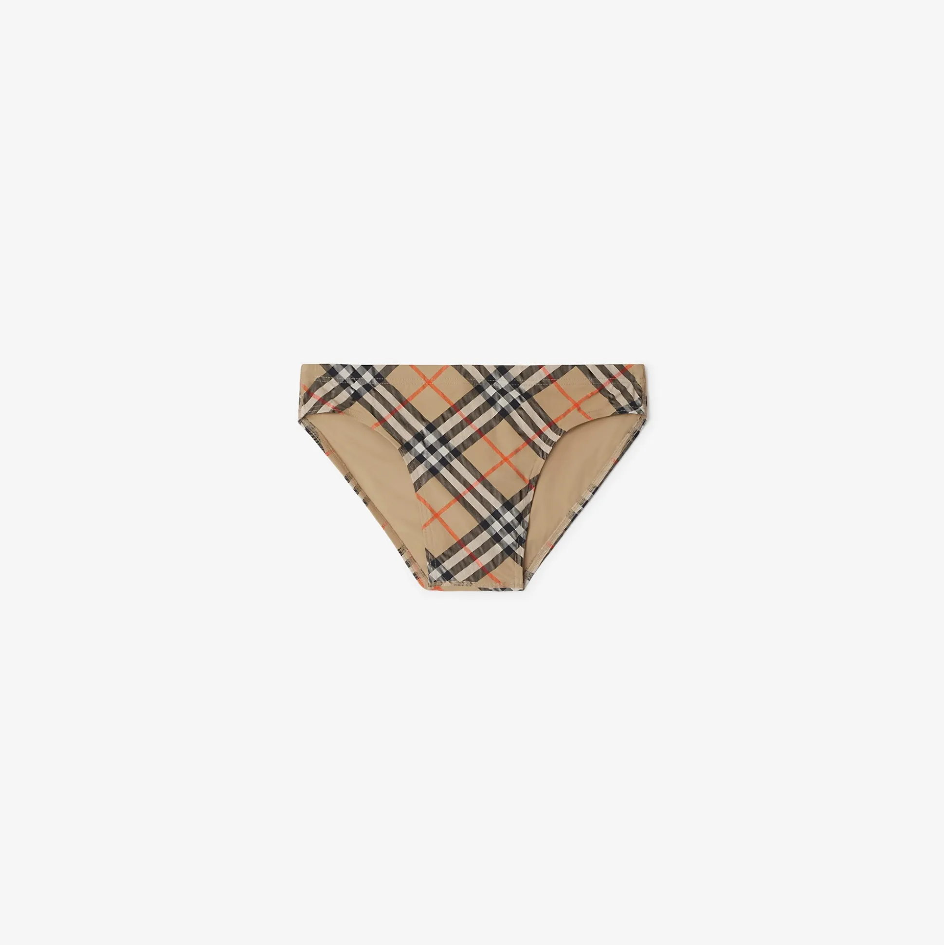 New Burberry Check Swim Briefs Sand