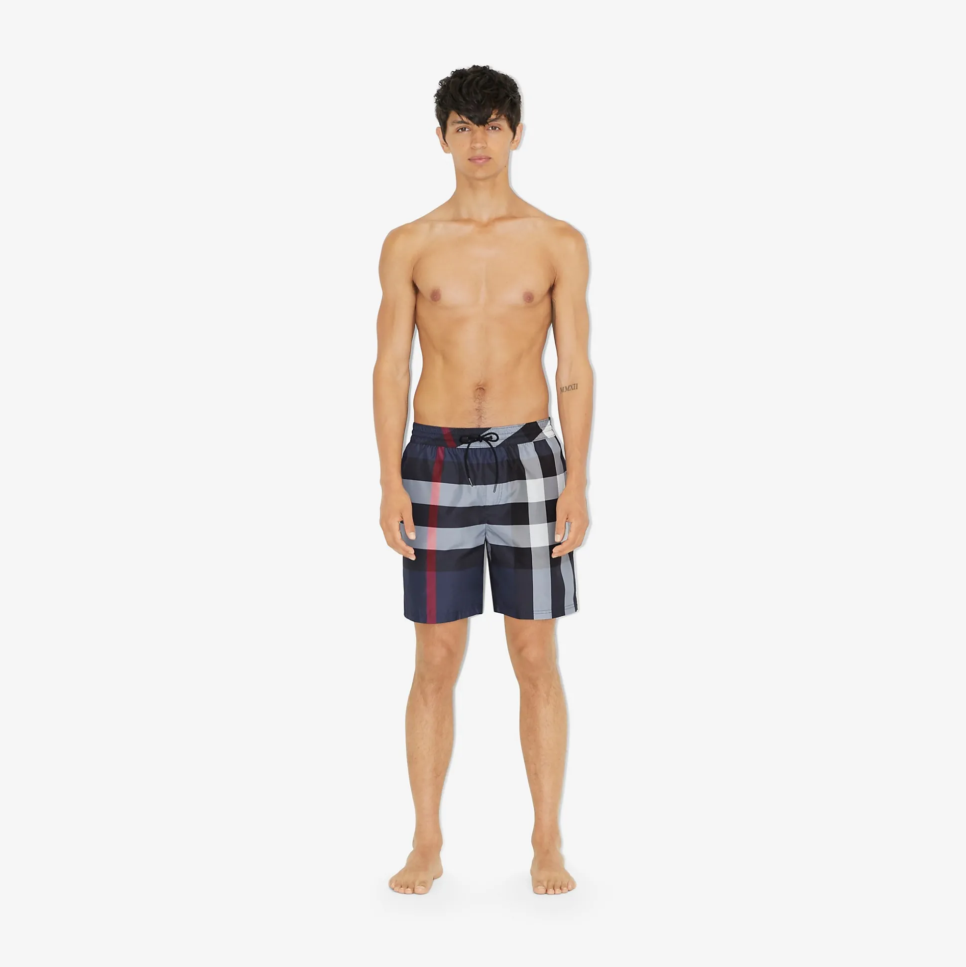 Cheap Burberry Check Swim Shorts Carbonblue