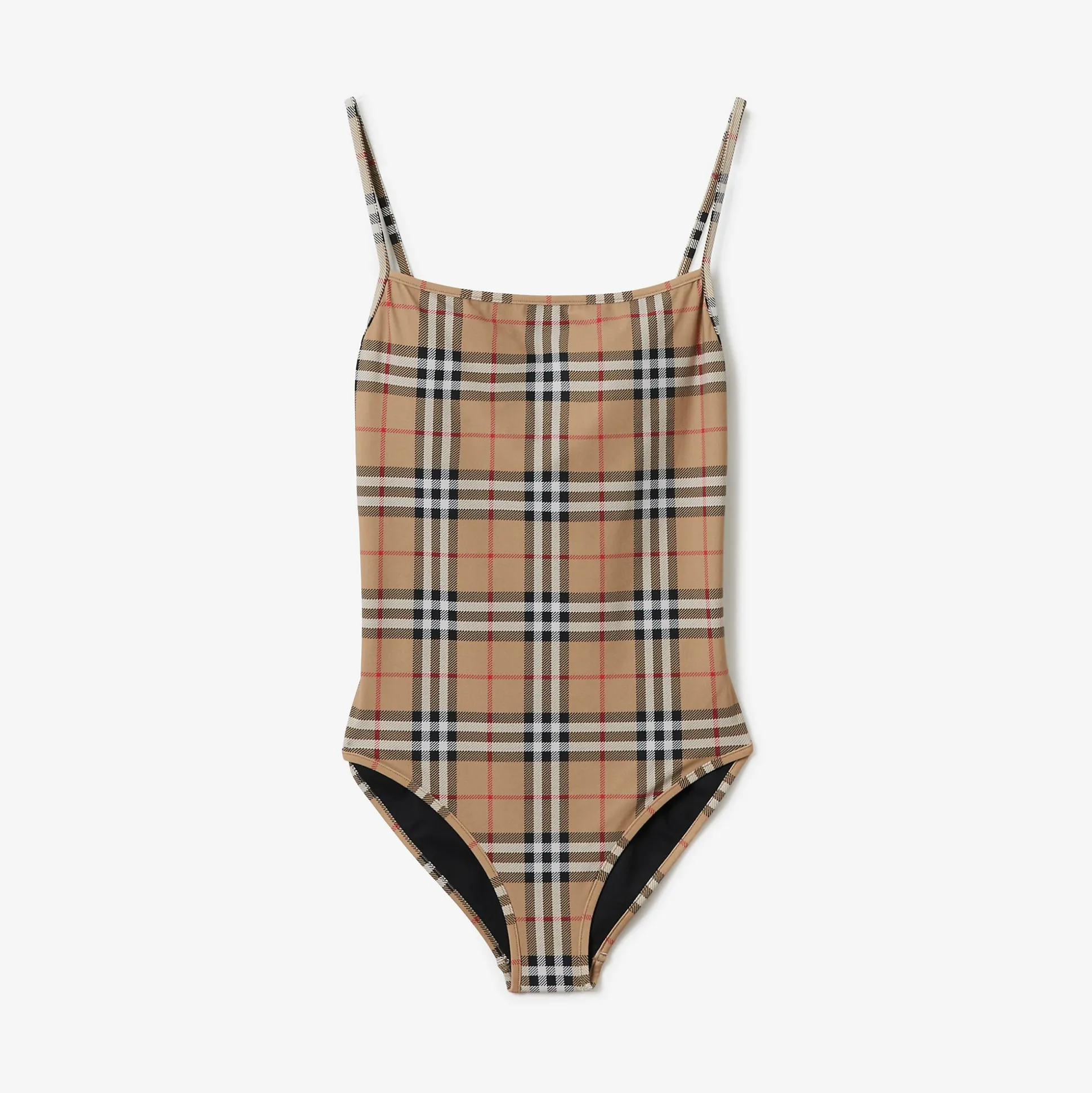 Outlet Burberry Check Swimsuit Archivebeige