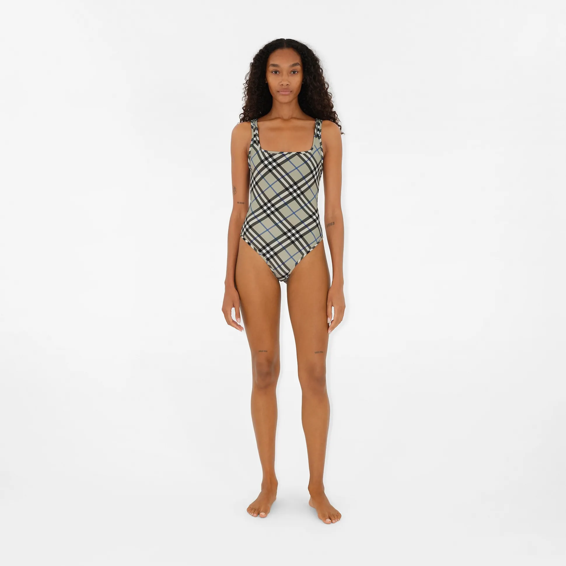 New Burberry Check Swimsuit Lichen