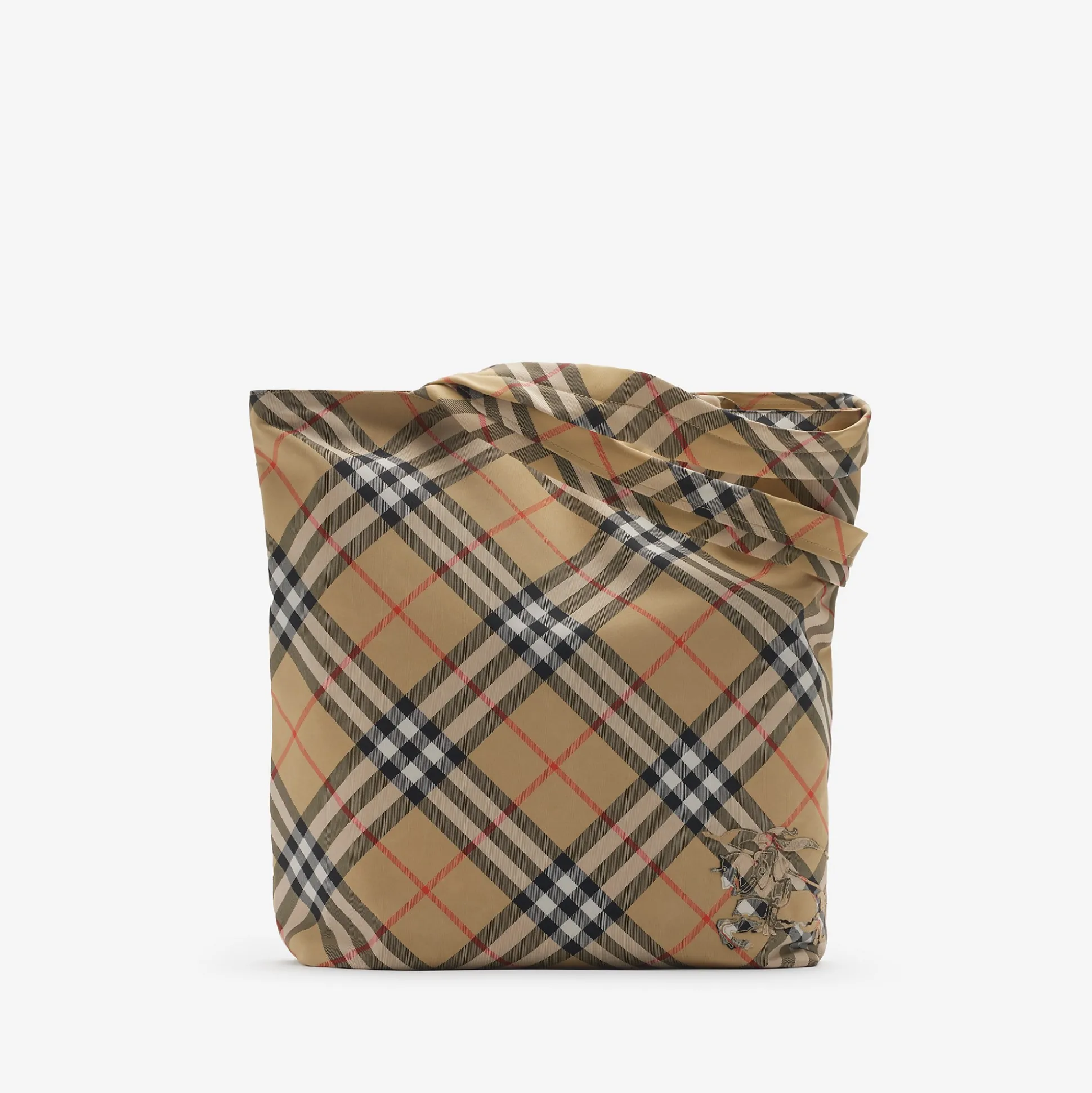 New Burberry Check Tote Sand