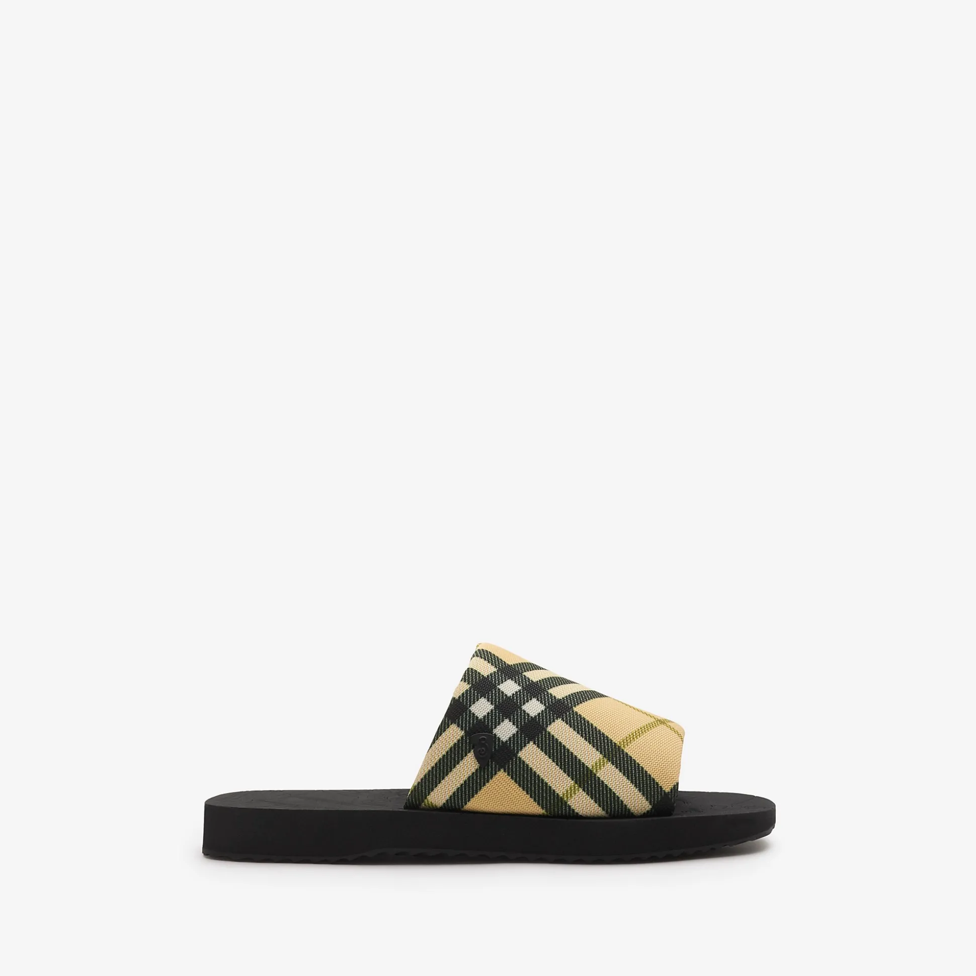 Shop Burberry Check Trek Slides Grain