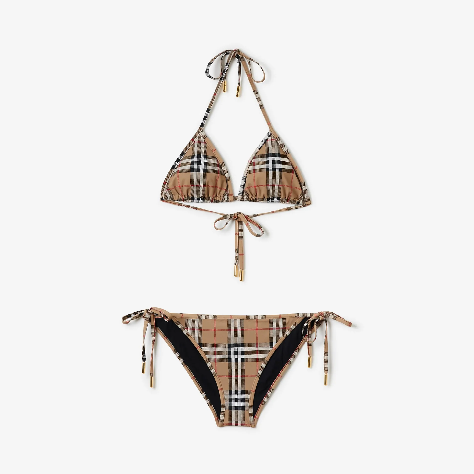 Best Sale Burberry Check Triangle Bikini Archivebeige