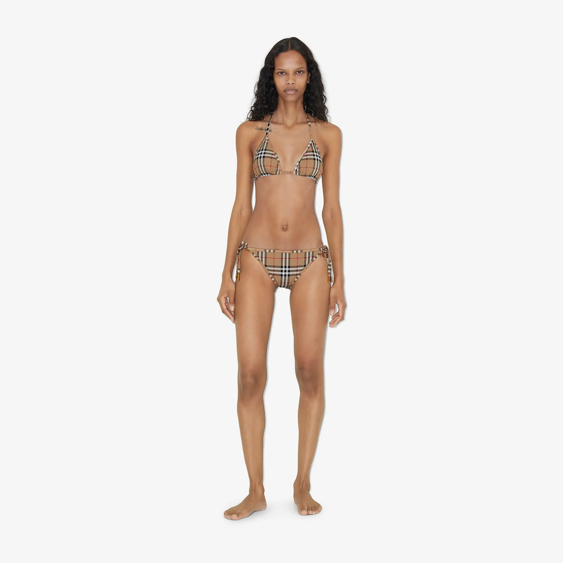 Best Sale Burberry Check Triangle Bikini Archivebeige