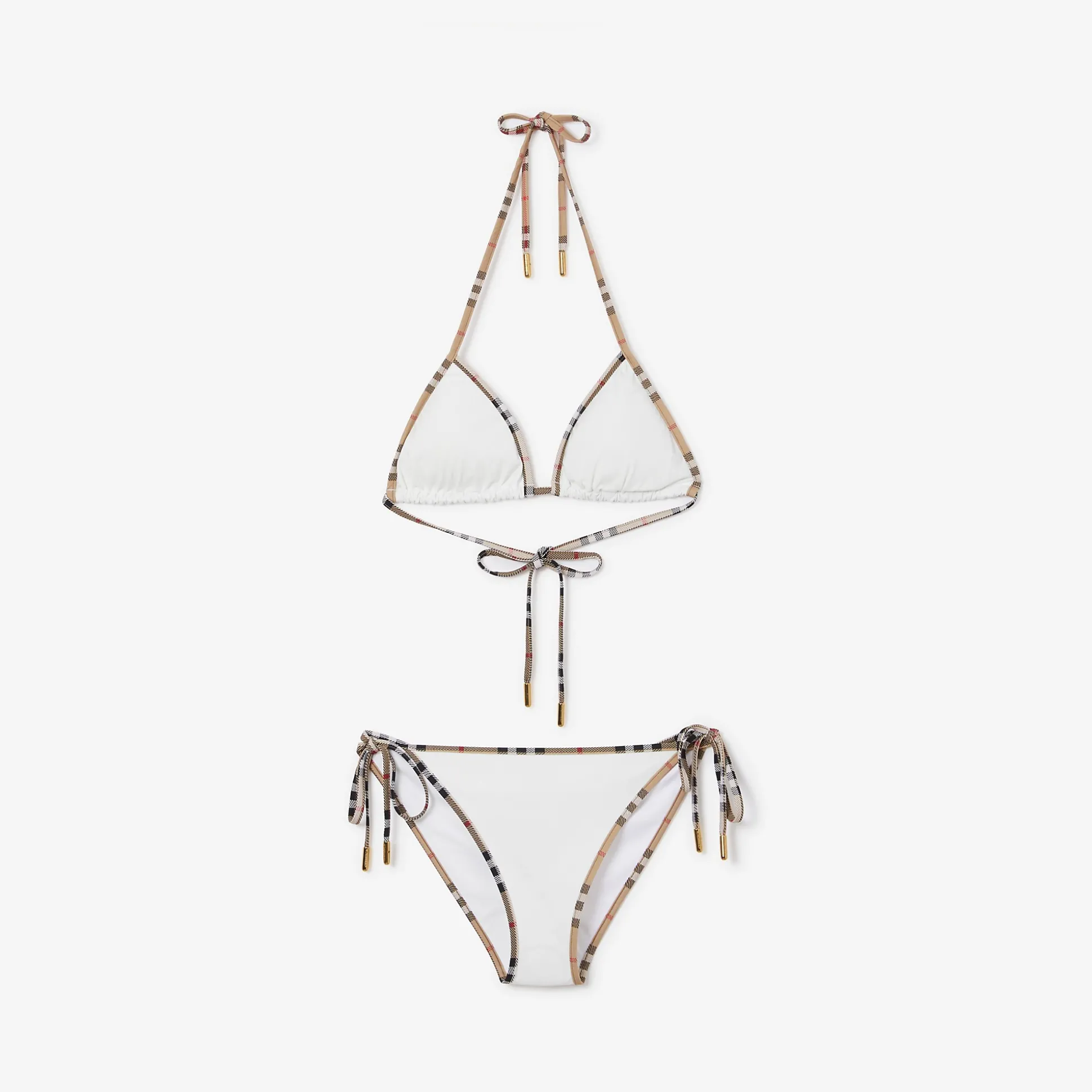 Hot Burberry Check Trim Bikini White