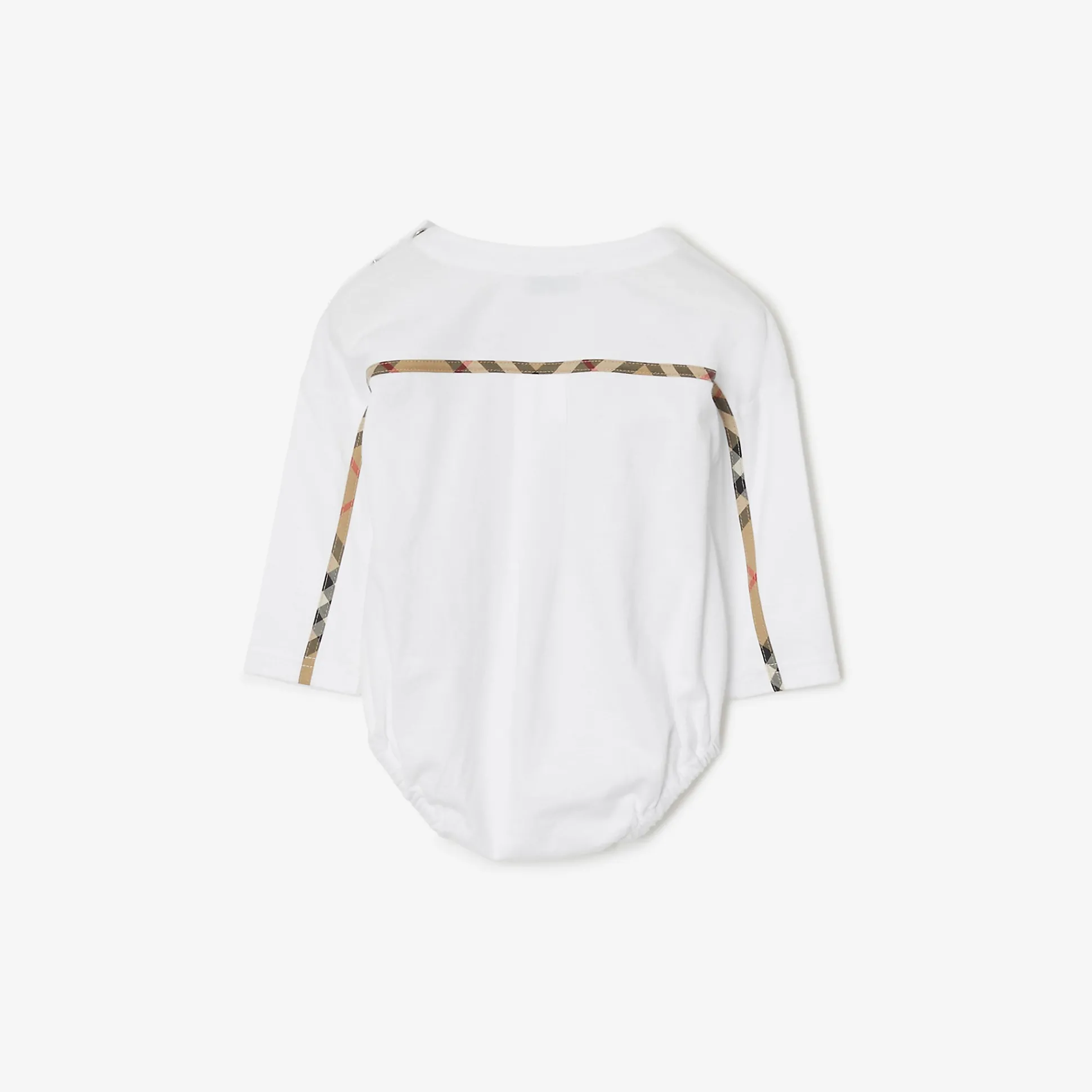 Sale Burberry Check Trim Cotton Bodysuit White