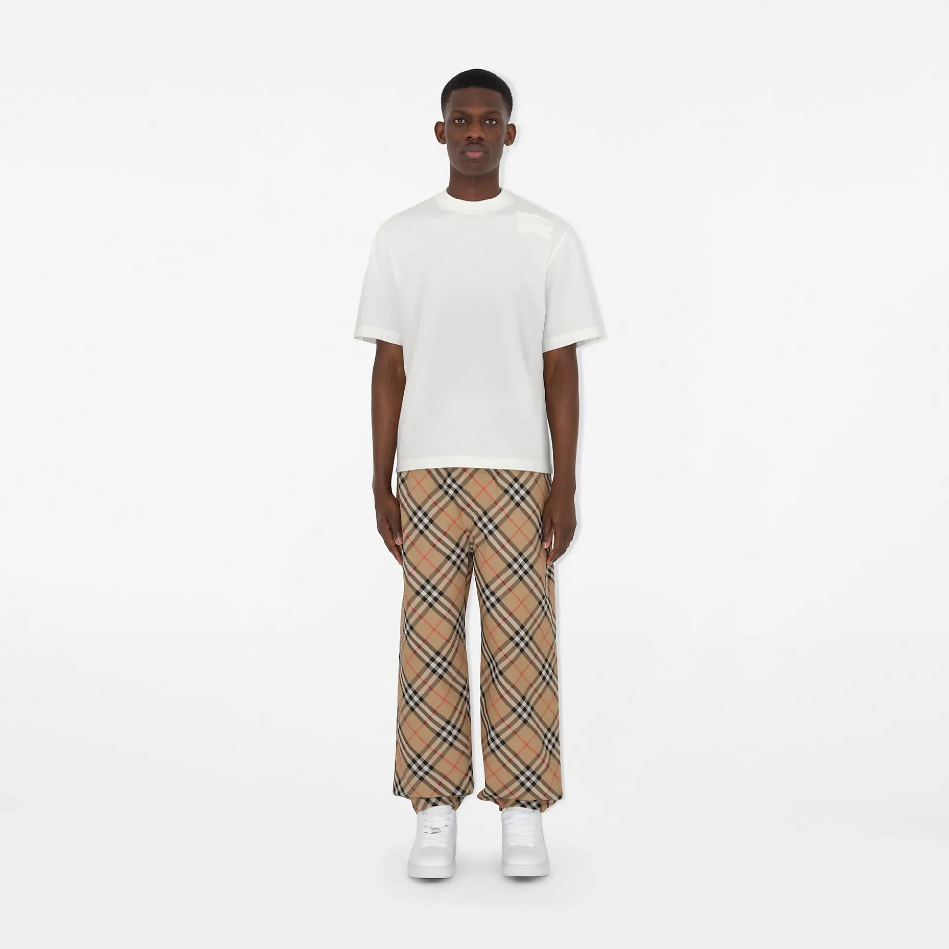 Cheap Burberry Check Twill Trousers Sand