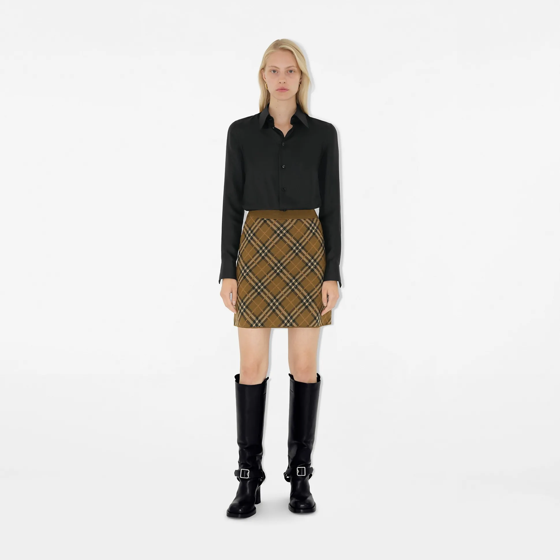 Hot Burberry Check Wool Blend Mini Skirt Shrew