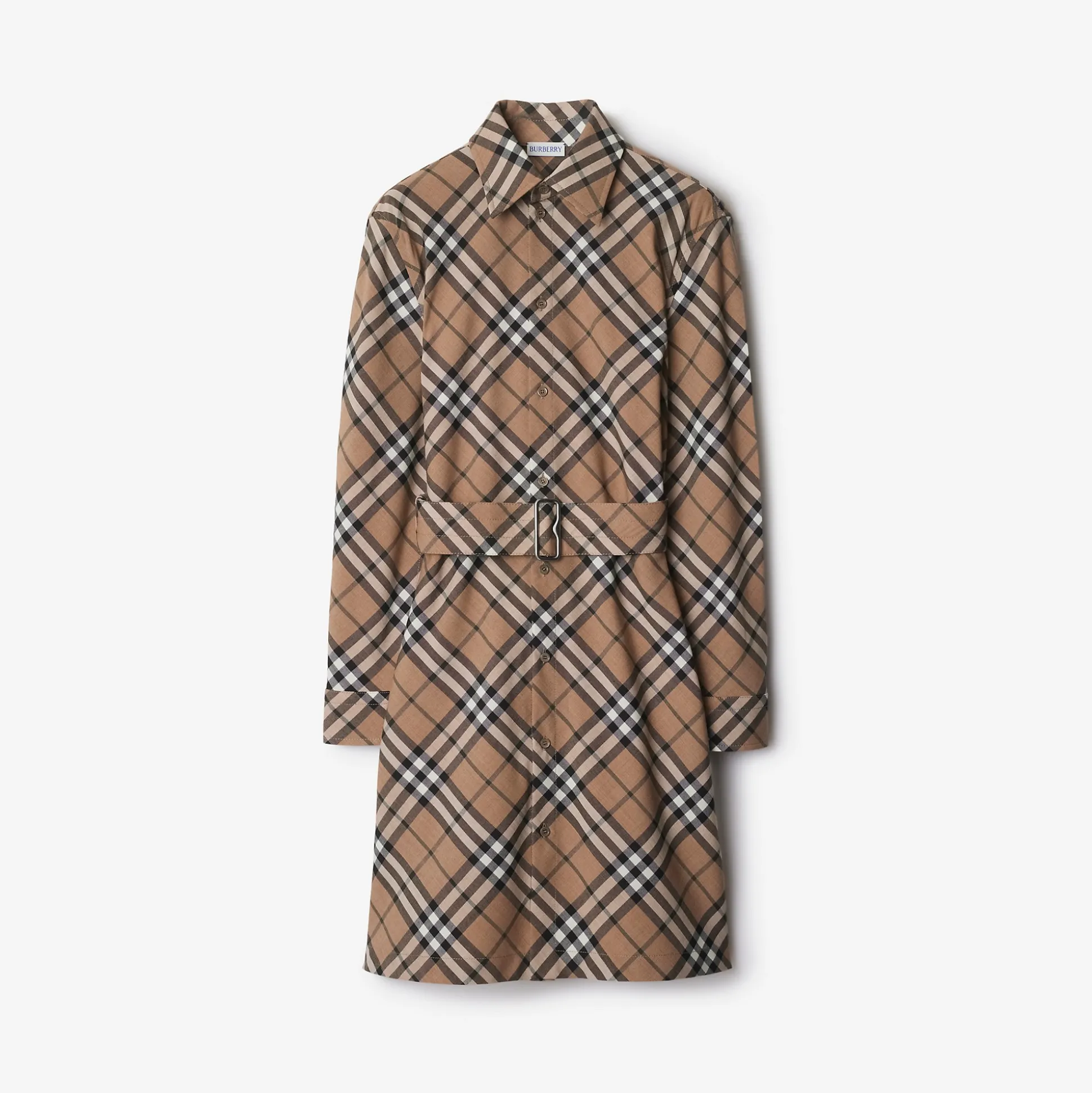 Sale Burberry Check Wool Blend Shirt Dress Linden